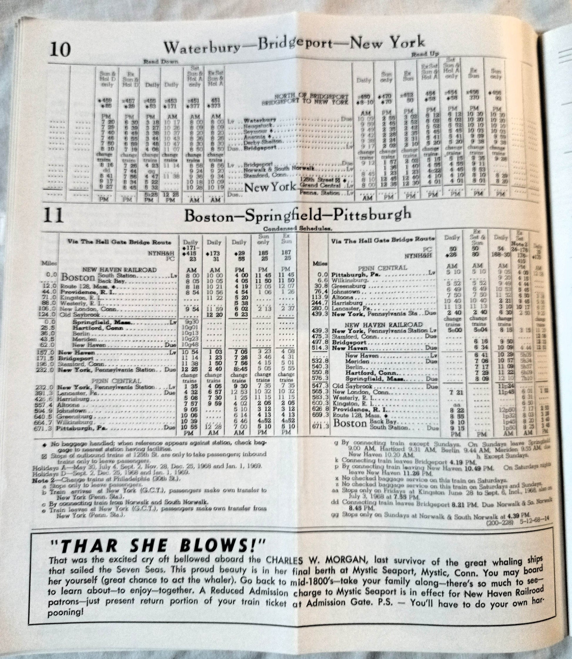 New Haven Railroad Passenger System Timetable Schedules May 1968 - TulipStuff