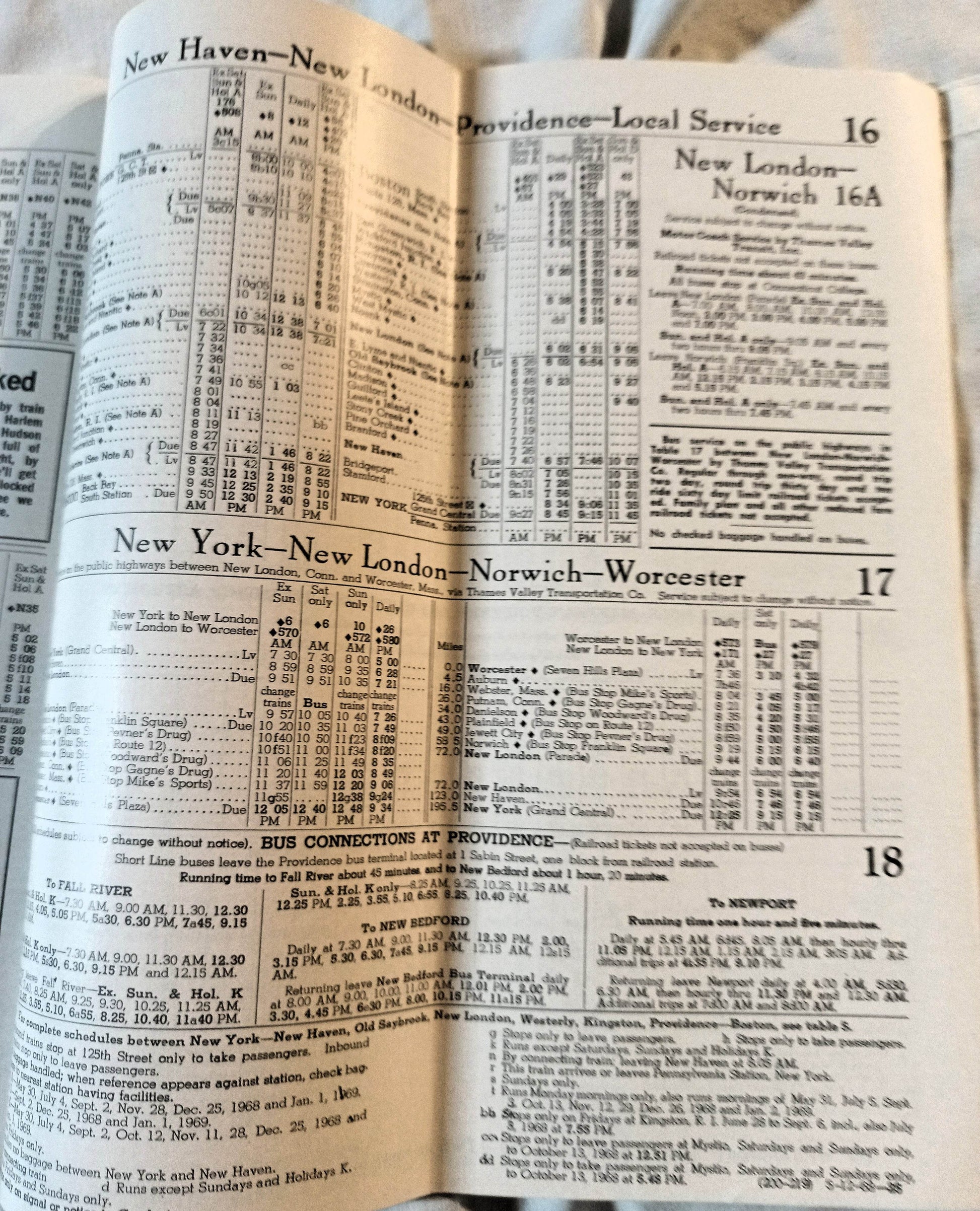 New Haven Railroad Passenger System Timetable Schedules May 1968 - TulipStuff