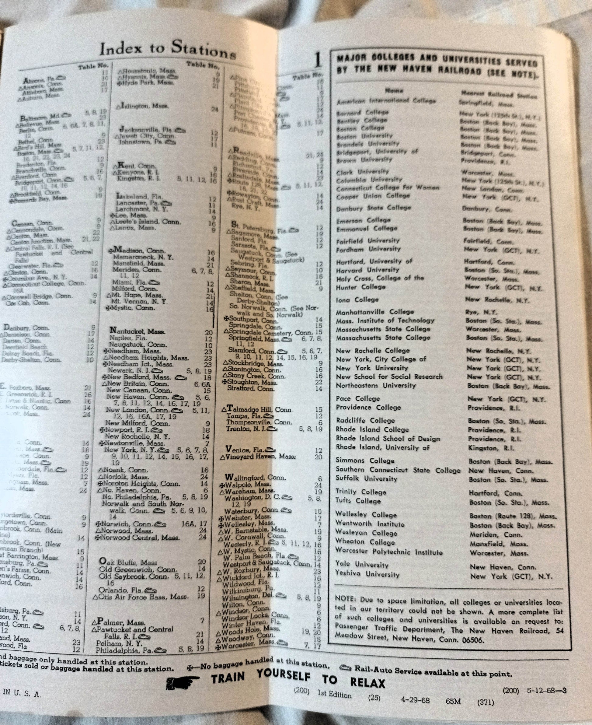 New Haven Railroad Passenger System Timetable Schedules May 1968 - TulipStuff