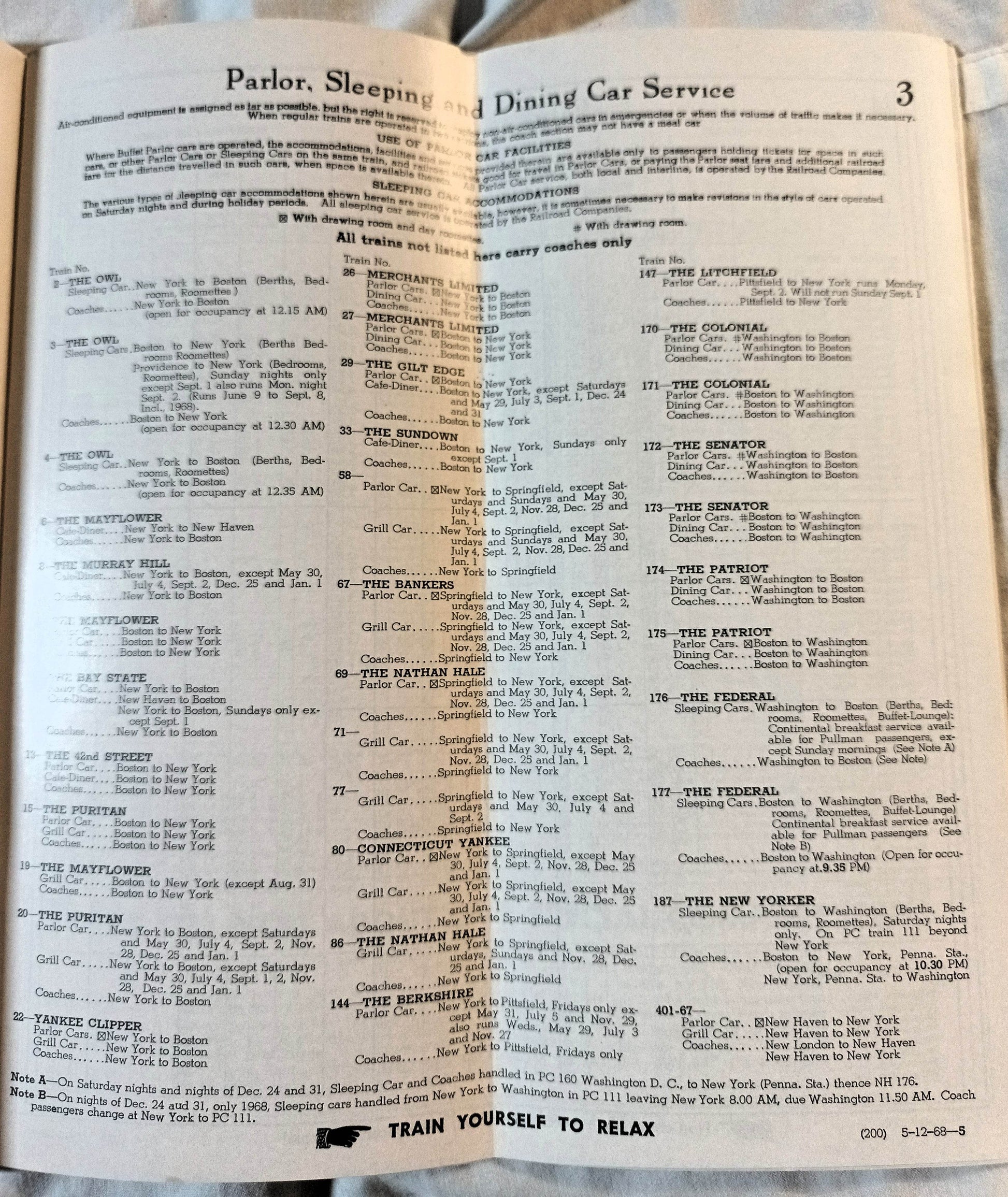 New Haven Railroad Passenger System Timetable Schedules May 1968 - TulipStuff