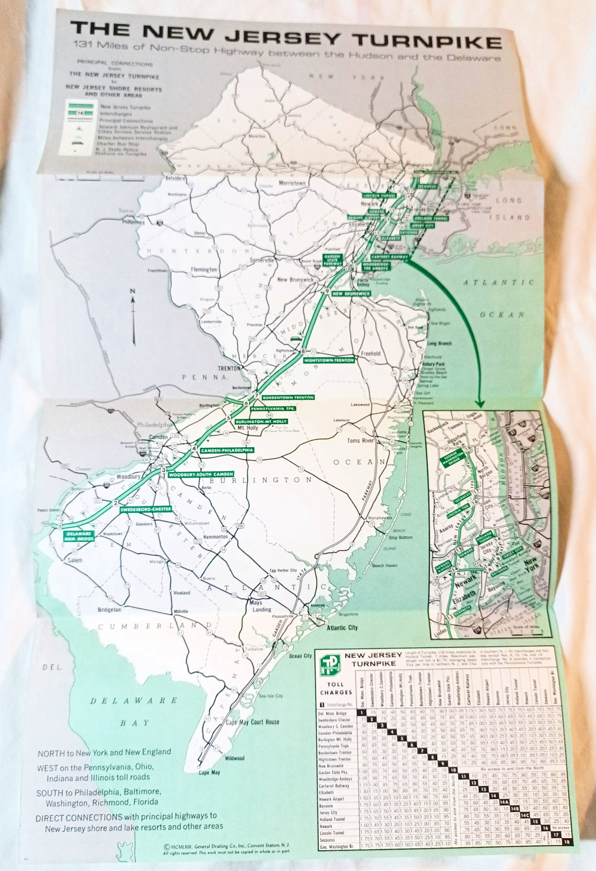 New Jersey Turnpike Gateway To America Map Brochure 1964 - TulipStuff