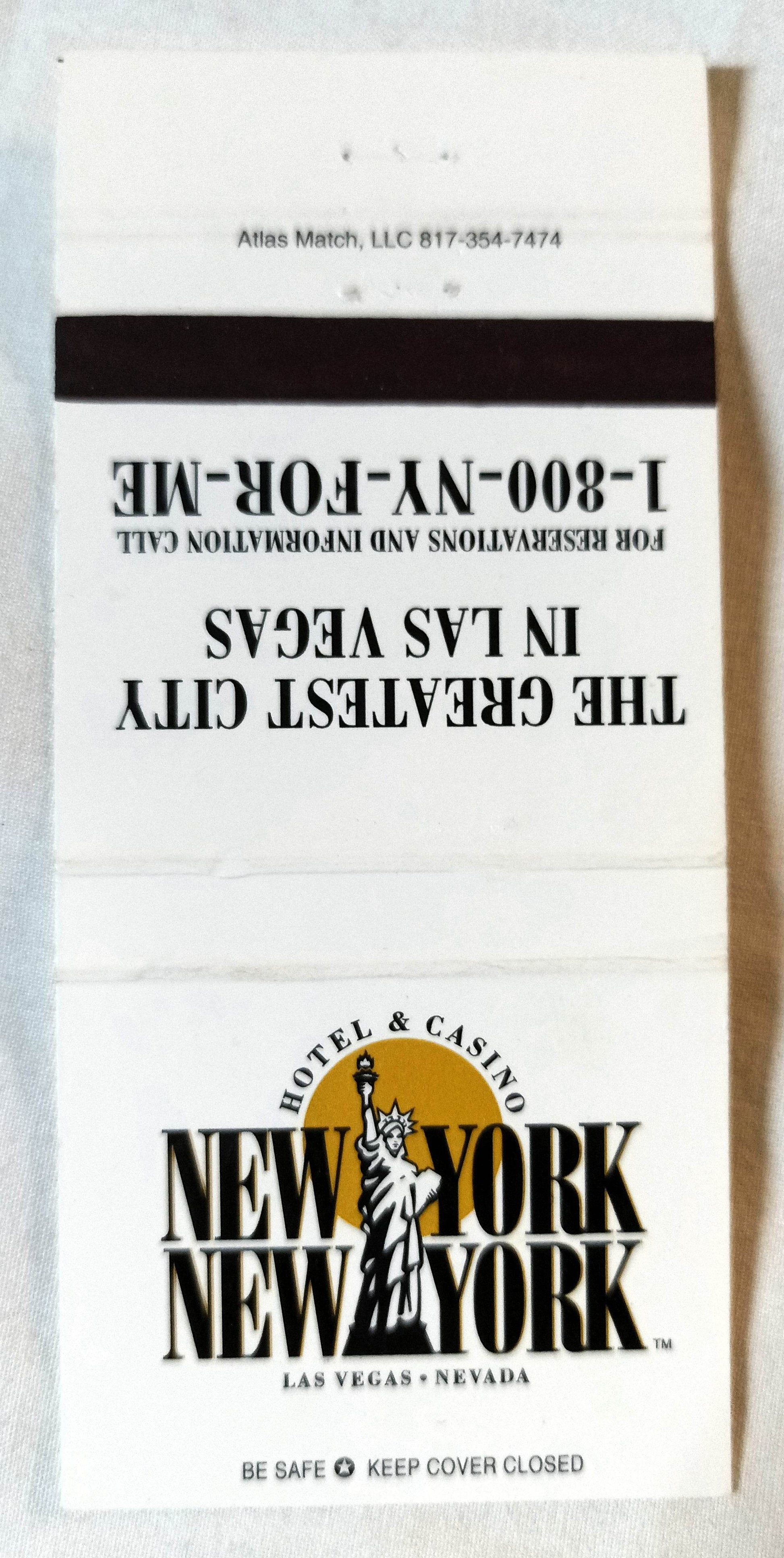 New York New York Hotel Casino Las Vegas Matchbook Cover Early 2000's - TulipStuff