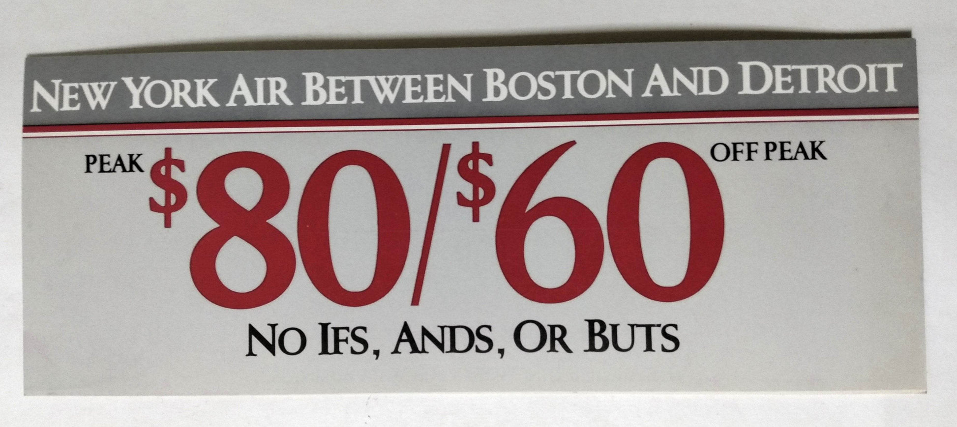 New York Air 1984 Boston Detroit Flight Schedule Airline Ad - TulipStuff