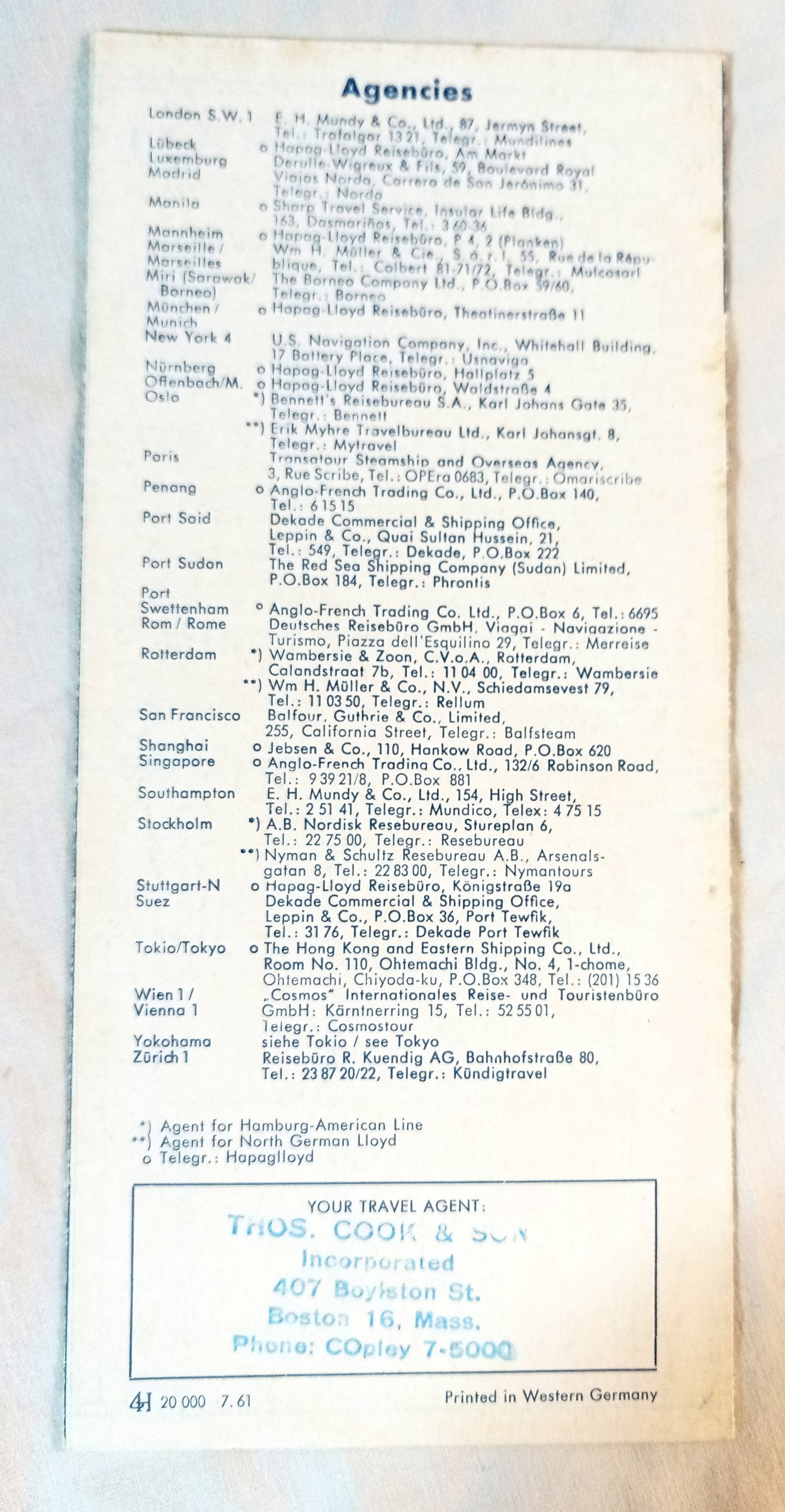 North German Lloyd Hamburg-American Line Cargoliners Brochure 1961 - TulipStuff