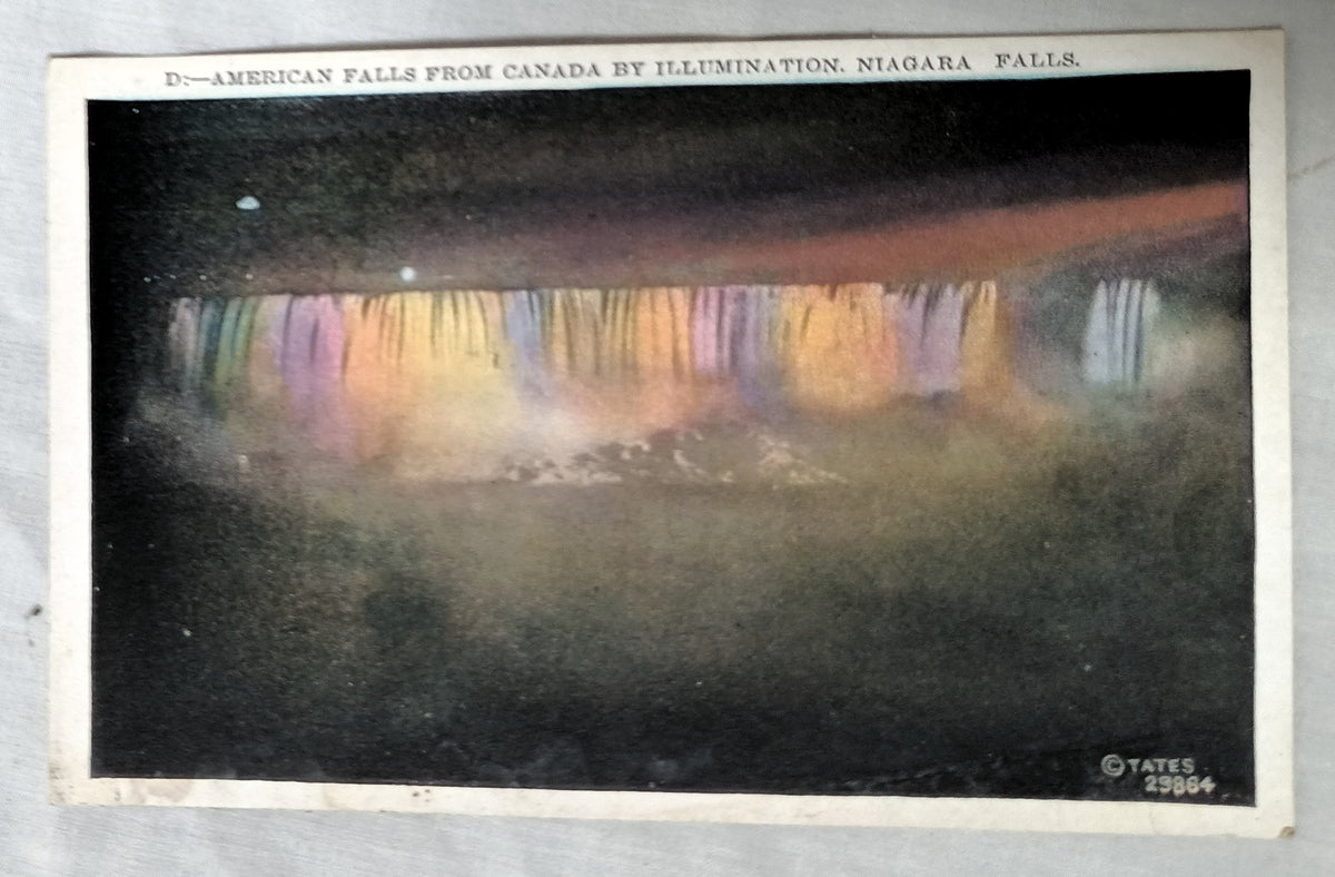 Niagara Falls American Falls From Canada By Illumination 1920's - TulipStuff