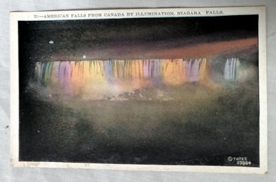 Niagara Falls American Falls From Canada By Illumination 1920's - TulipStuff