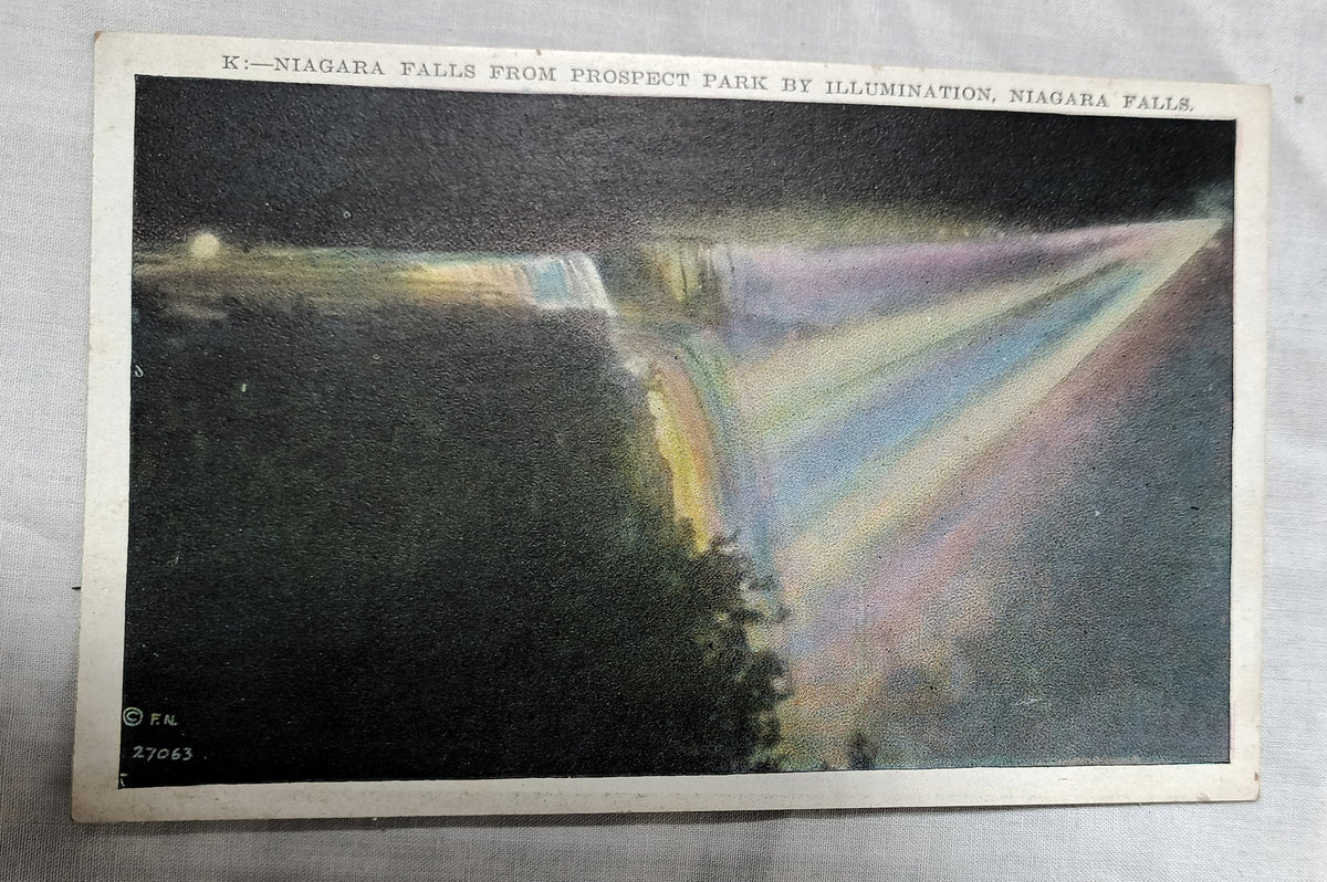 Niagara Falls Illuminated At Night Viewed From Prospect Park 1920's - TulipStuff