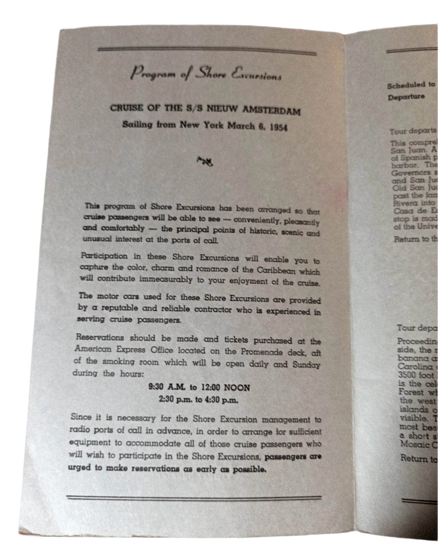 Holland America Nieuw Amsterdam West Indies Shore Excursion Programs 1954 - TulipStuff