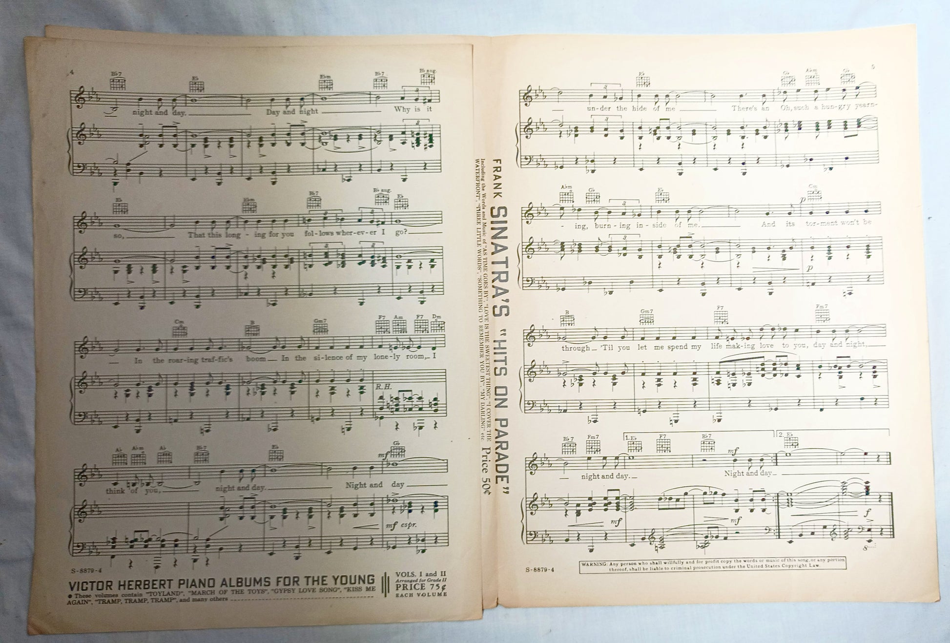 Night And Day Frank Sinatra Cole Porter Sheet Music 1942 - TulipStuff