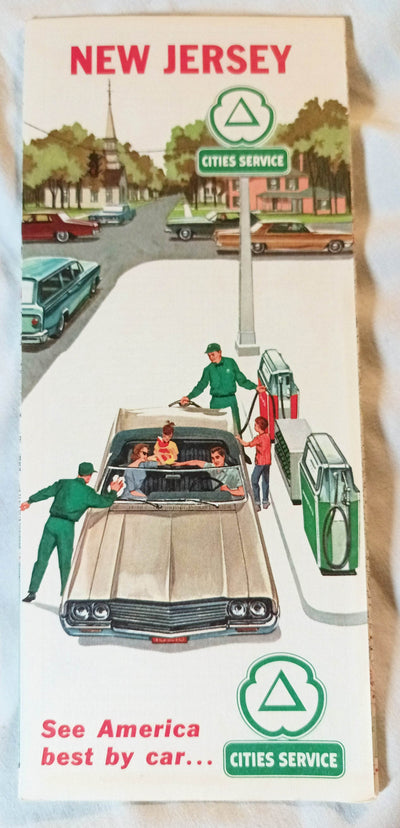 Cities Service Gas Station New Jersey Highway Map 1964 - TulipStuff