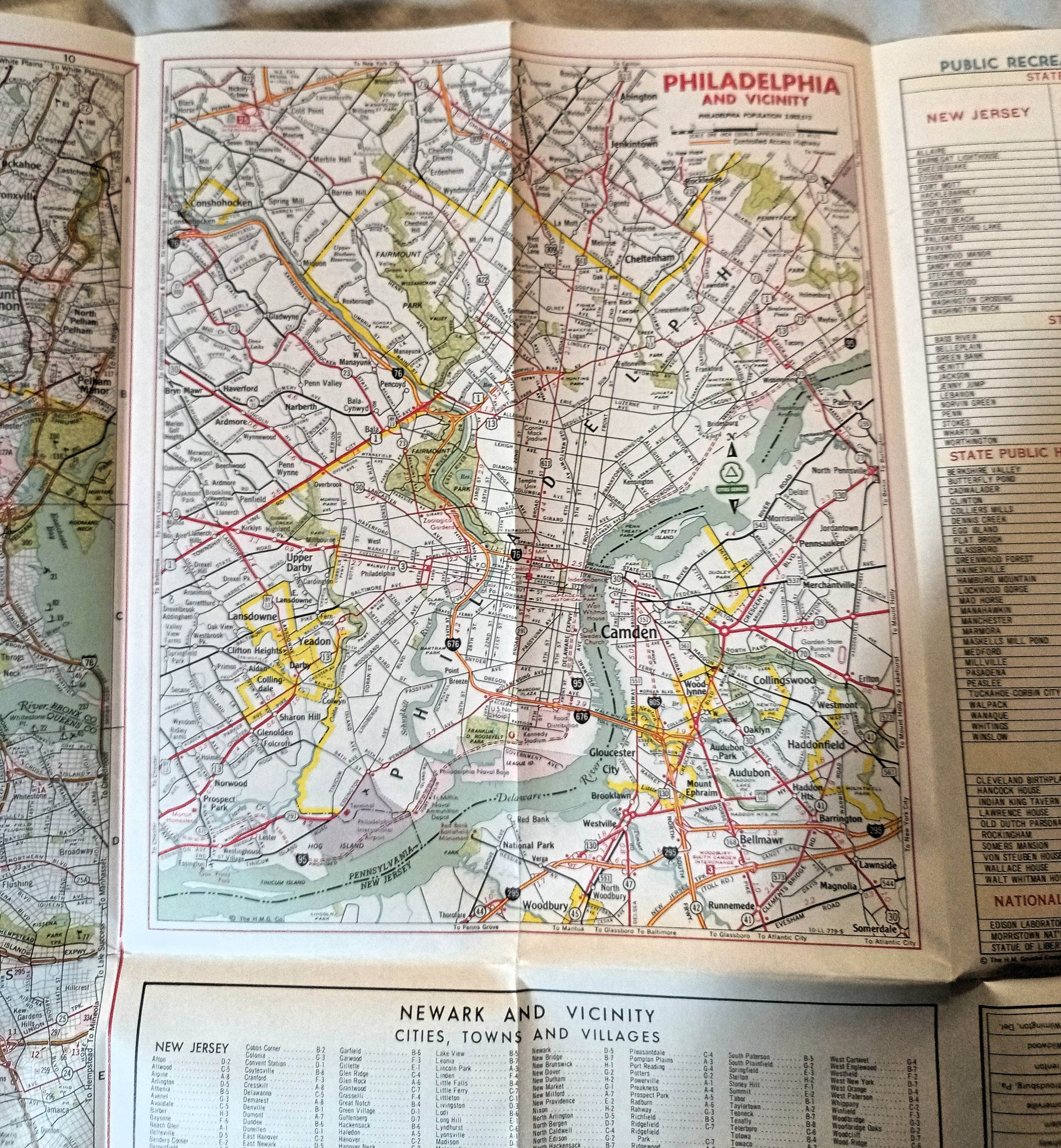 Cities Service Gas Station New Jersey Highway Map 1964 - TulipStuff