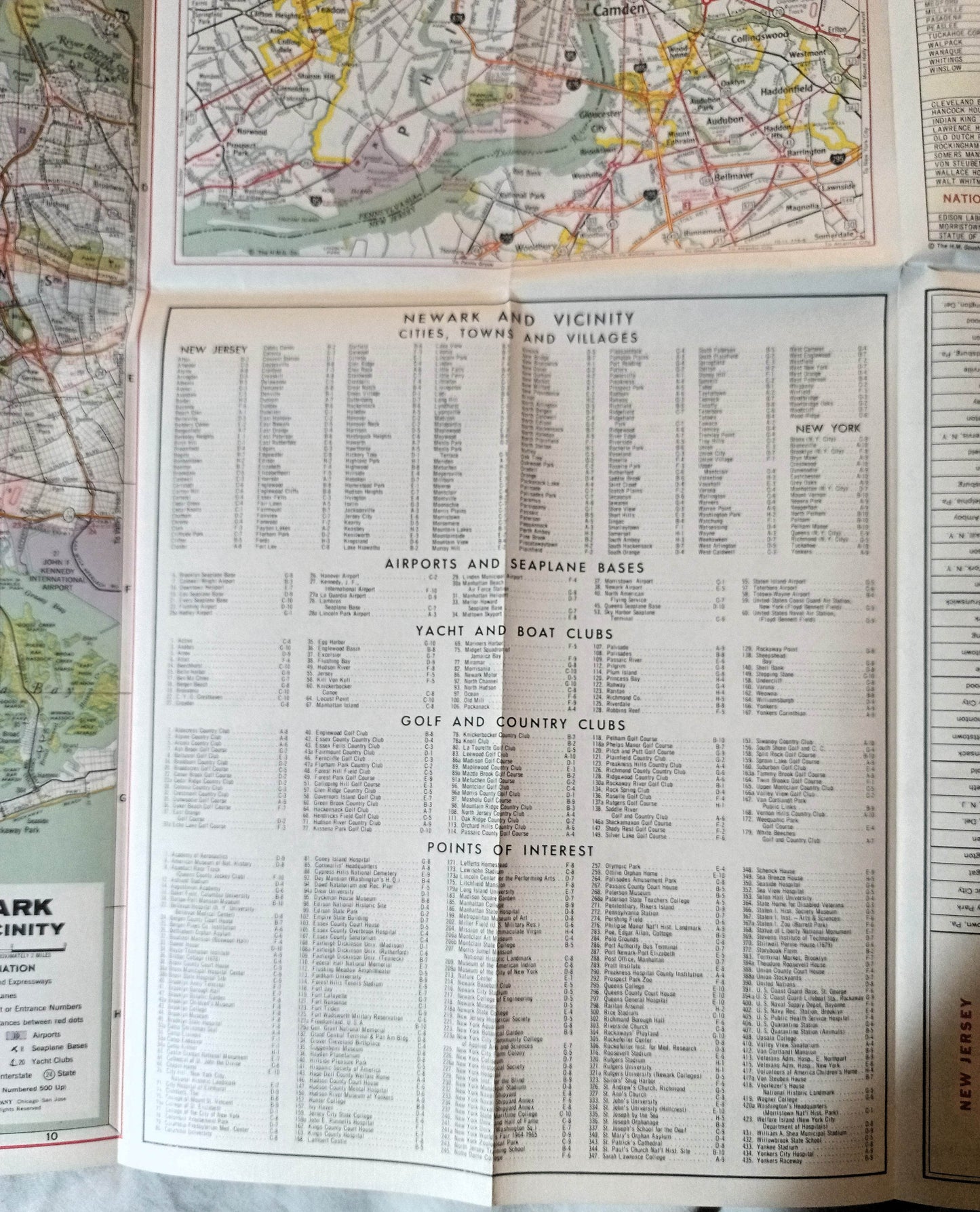 Cities Service Gas Station New Jersey Highway Map 1964 - TulipStuff