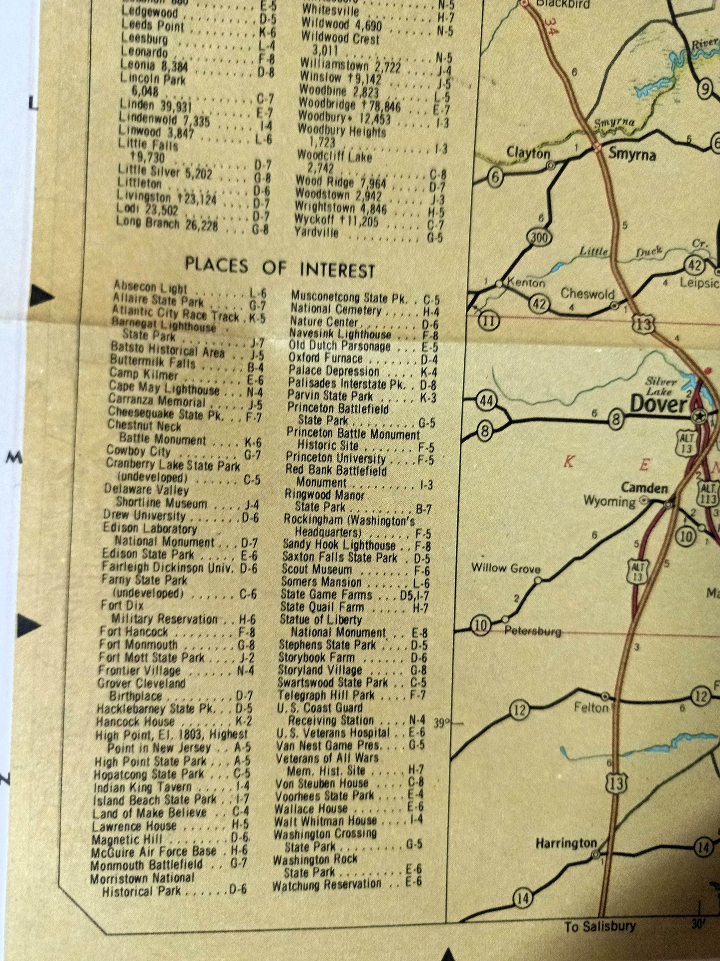 Cities Service Gas Station New Jersey Highway Map 1964 - TulipStuff