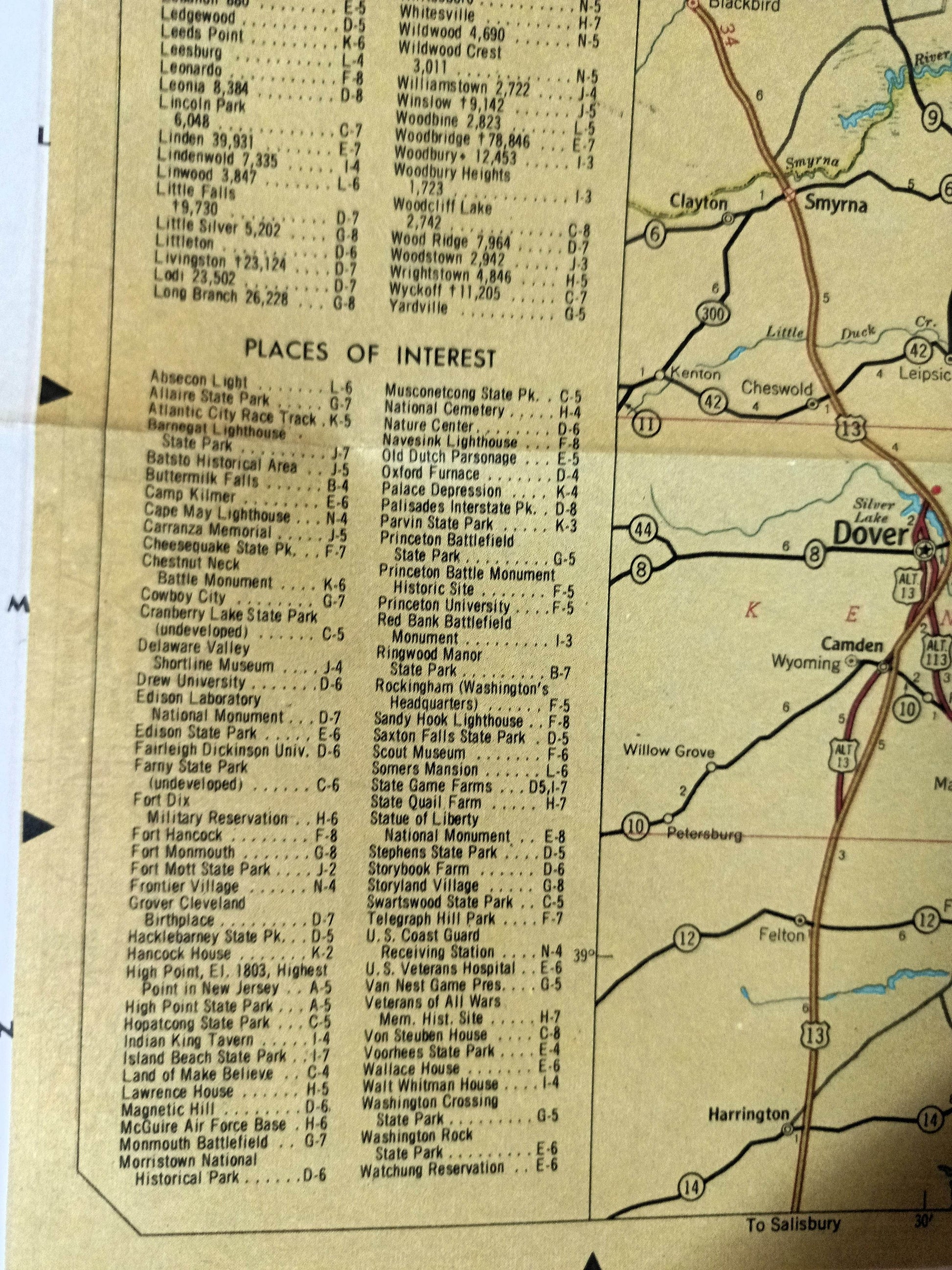 Cities Service Gas Station New Jersey Highway Map 1964 - TulipStuff
