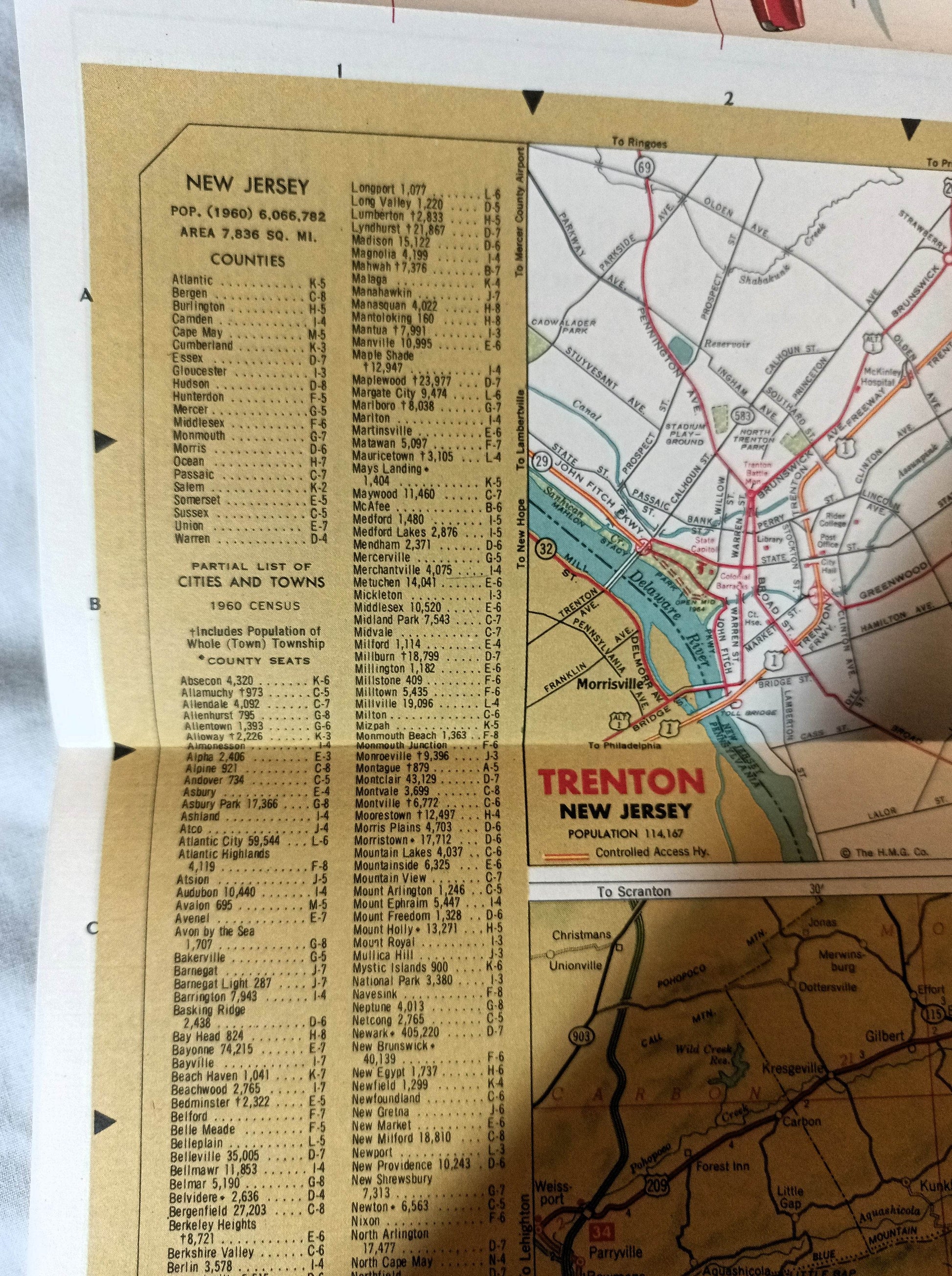 Cities Service Gas Station New Jersey Highway Map 1964 - TulipStuff