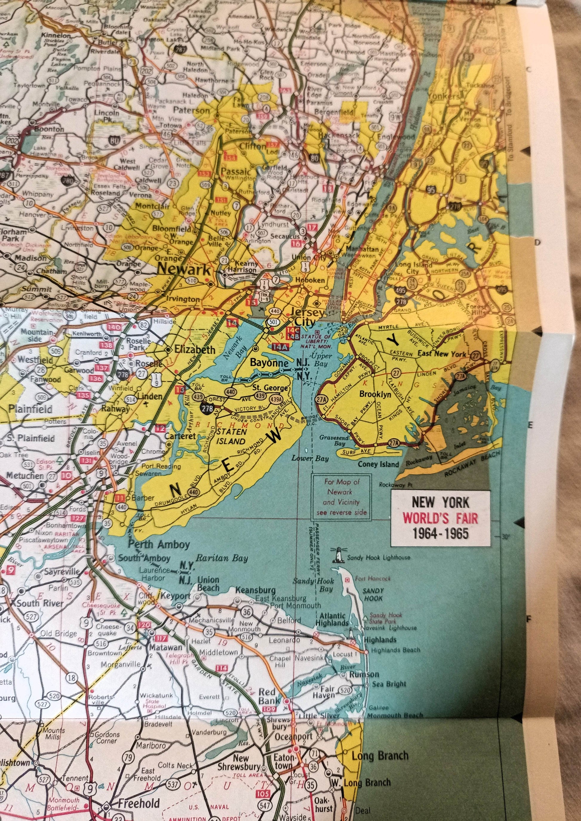 Cities Service Gas Station New Jersey Highway Map 1964 - TulipStuff