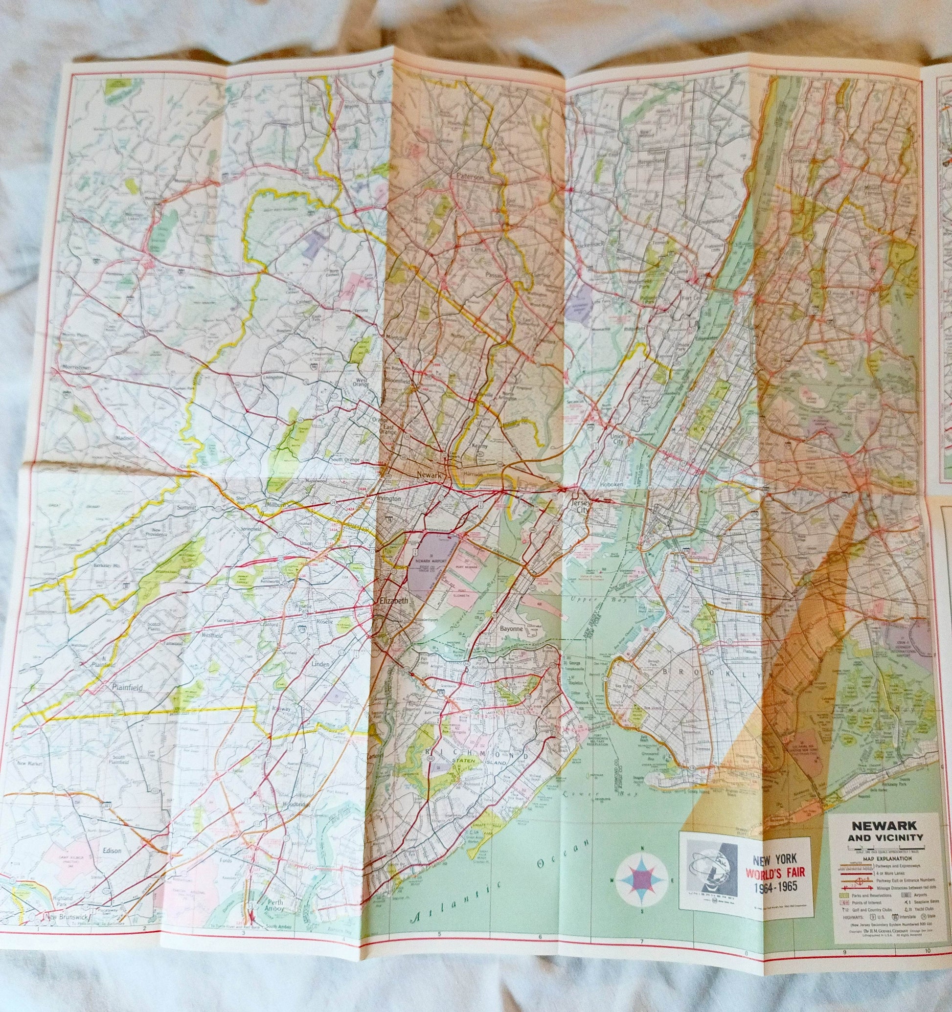 Cities Service Gas Station New Jersey Highway Map 1964 - TulipStuff