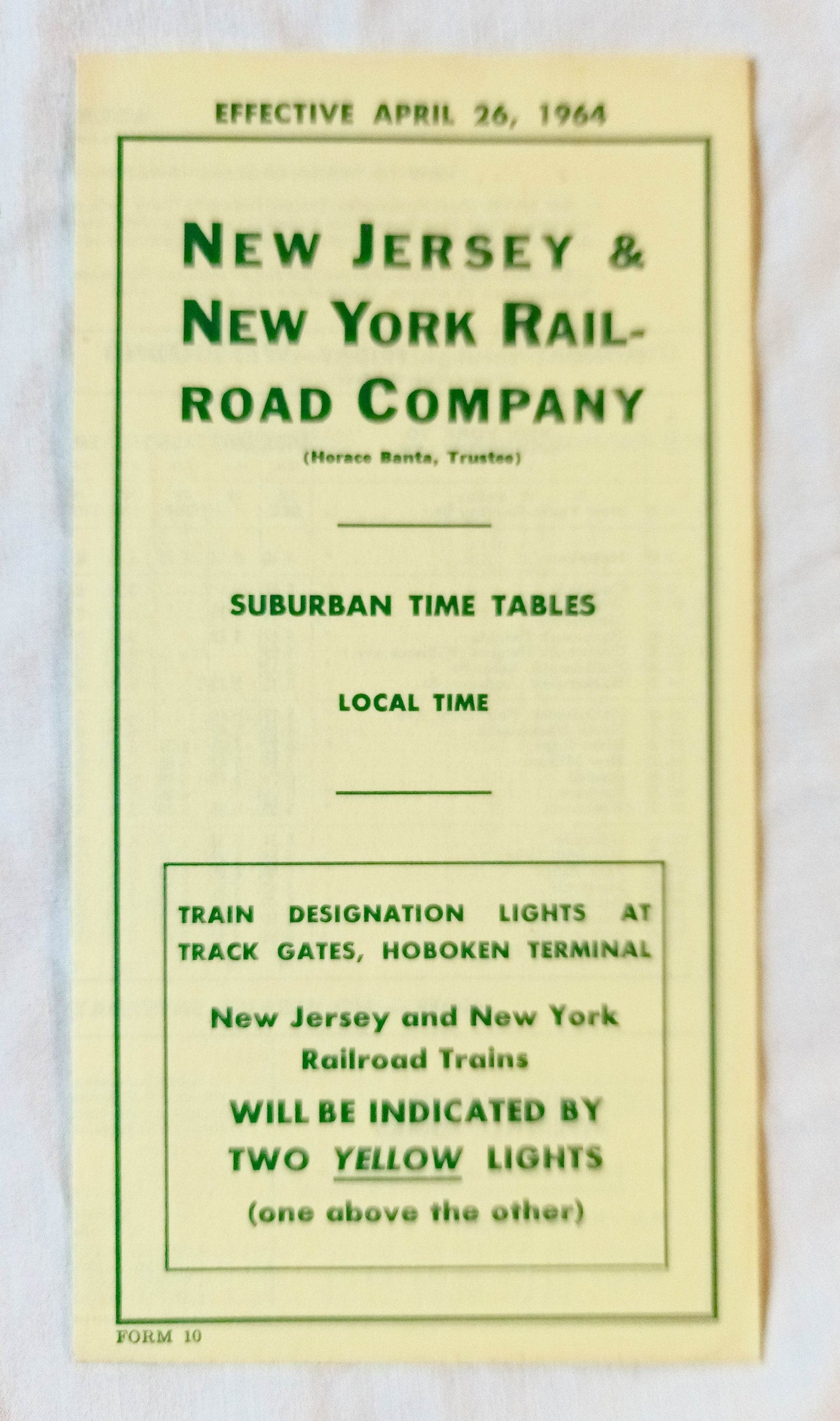 New Jersey And New York Railroad Co Suburban Timetables 1964 - TulipStuff