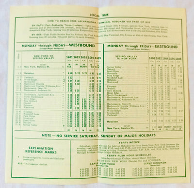 New Jersey And New York Railroad Co Suburban Timetables 1964 - TulipStuff