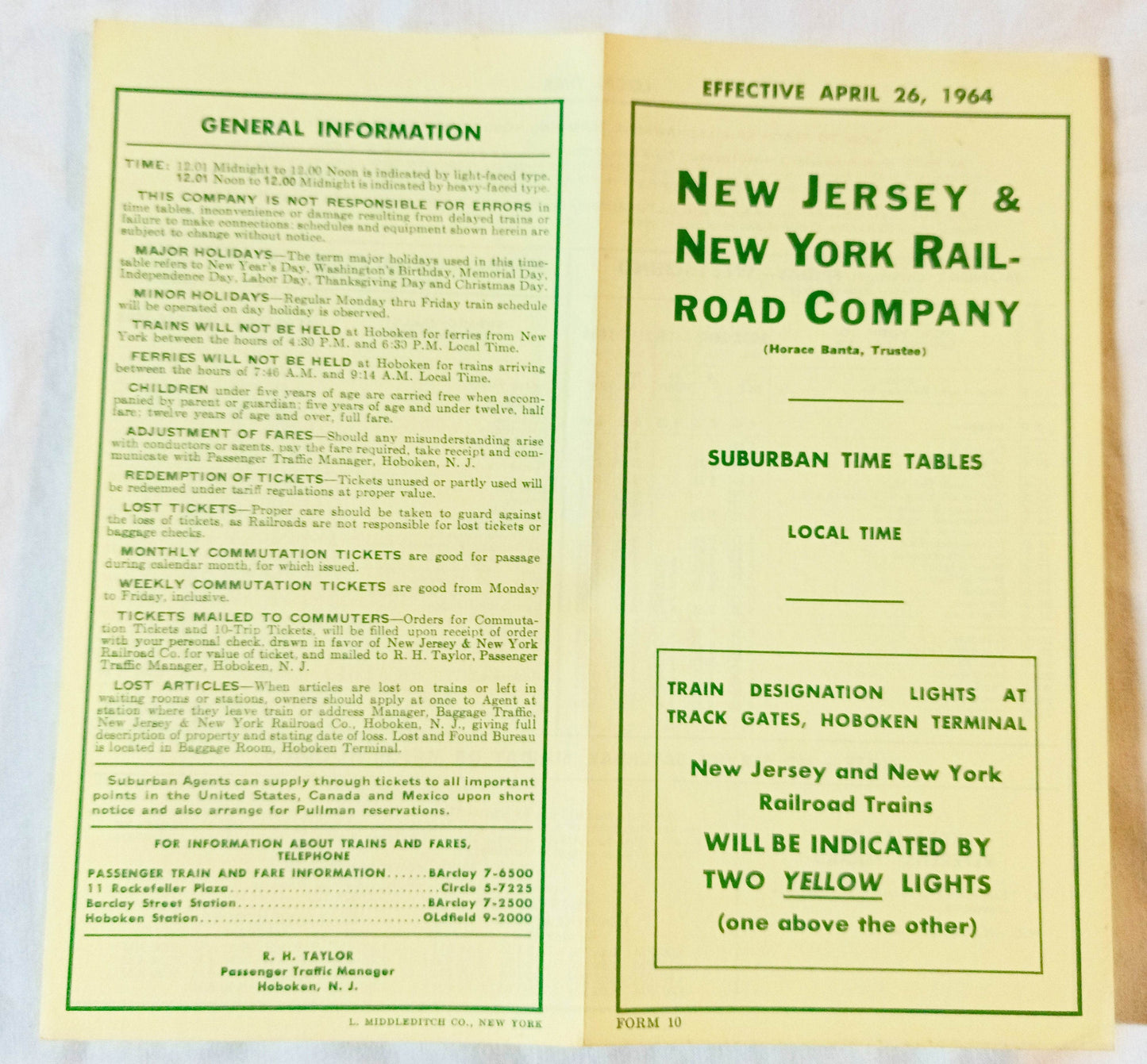 New Jersey And New York Railroad Co Suburban Timetables 1964 - TulipStuff