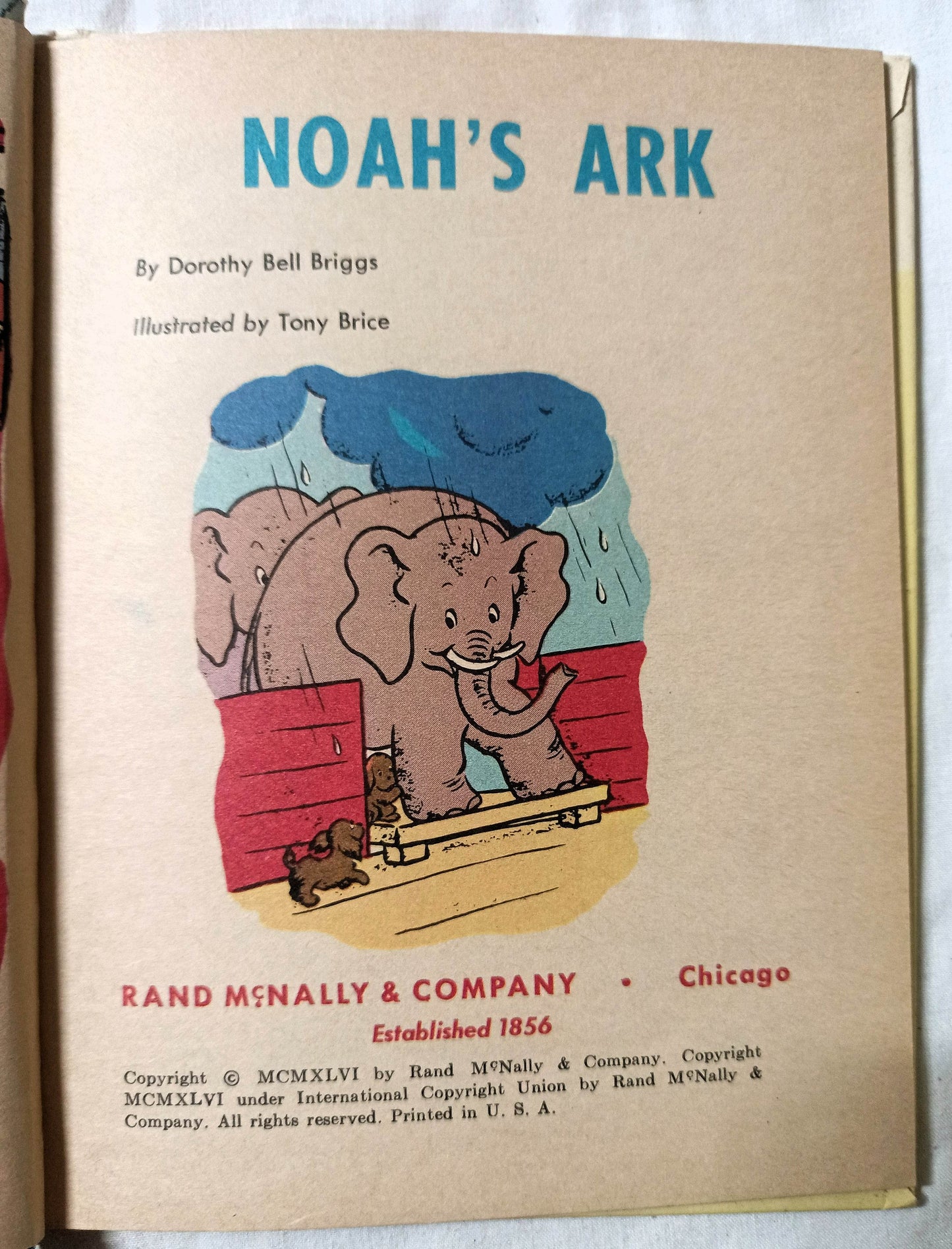 Noah's Ark Dorothy Bell Briggs Rand McNally Junior Elf Book 1946 - TulipStuff