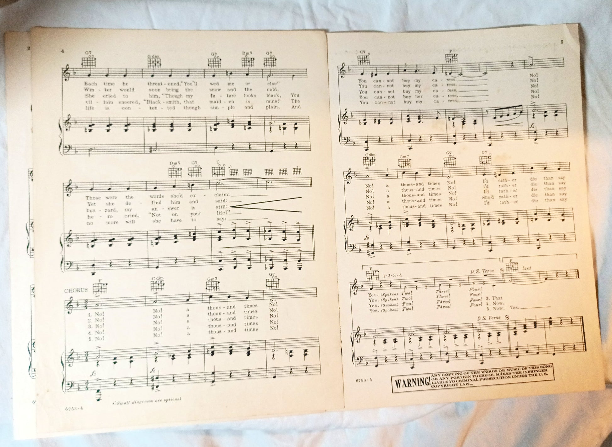 No No A Thousand Times No Sheet Music Al Lewis Cross and Dunn 1934 - TulipStuff