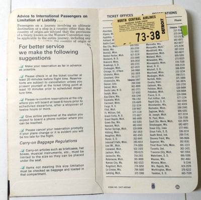 North Central Airlines Gate Pass Ticket Jacket Baggage Claim 1970 - TulipStuff