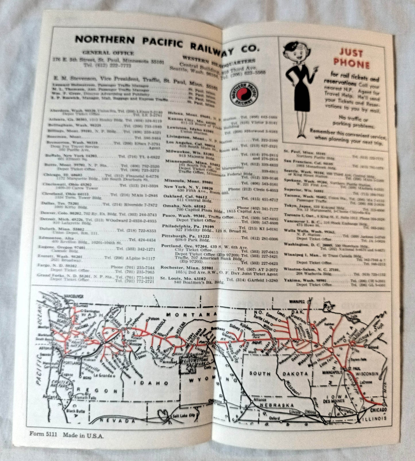 Northern Pacific Railway Company Timetable July 1968 - TulipStuff