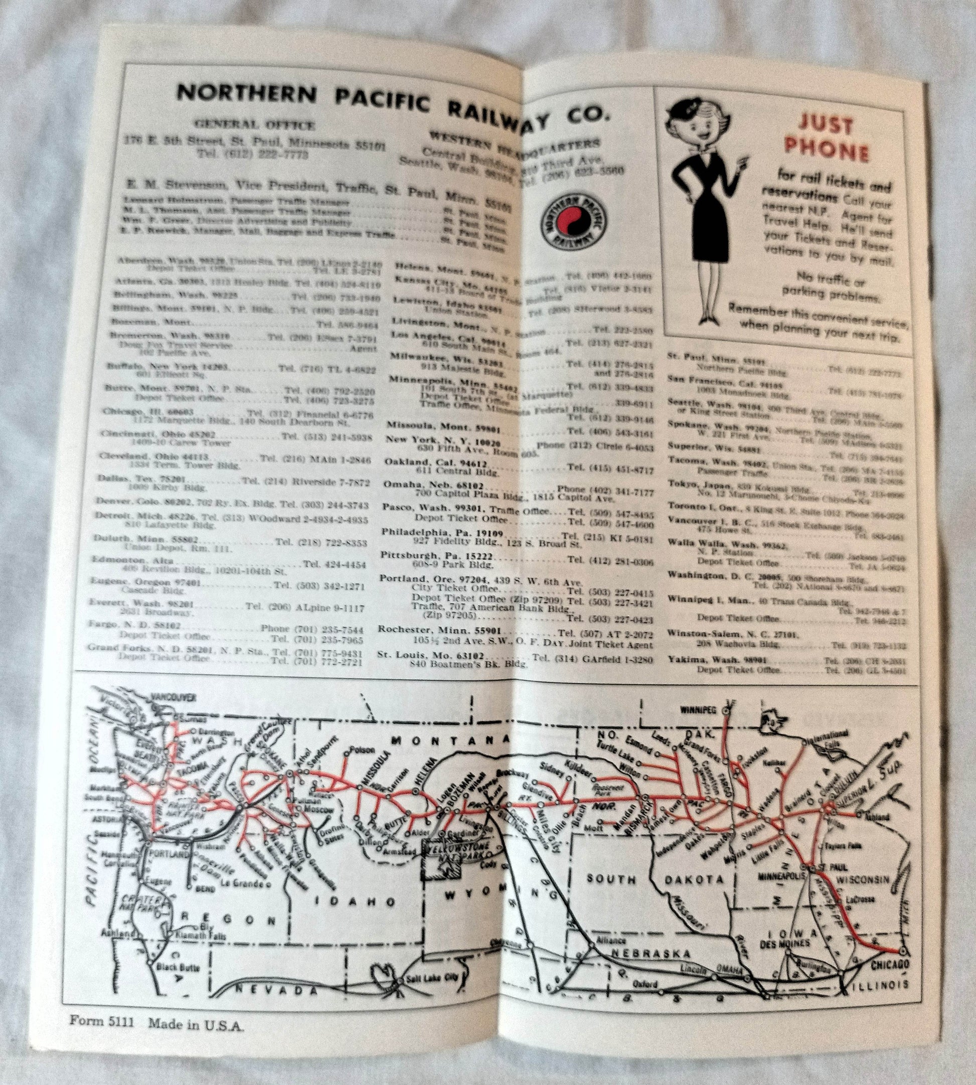 Northern Pacific Railway Company Timetable July 1968 - TulipStuff