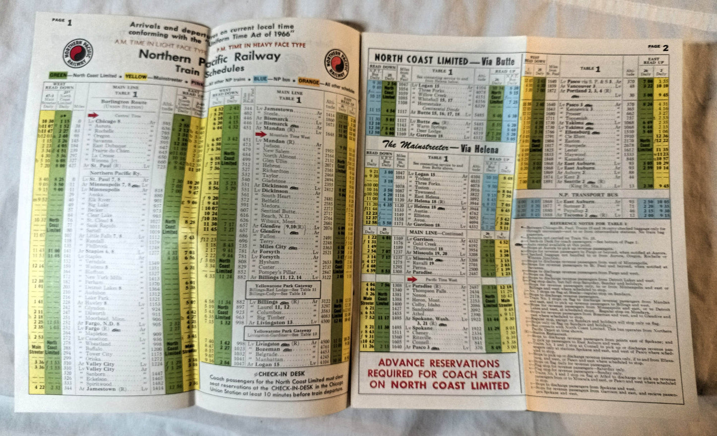 Northern Pacific Railway Company Timetable July 1968 - TulipStuff