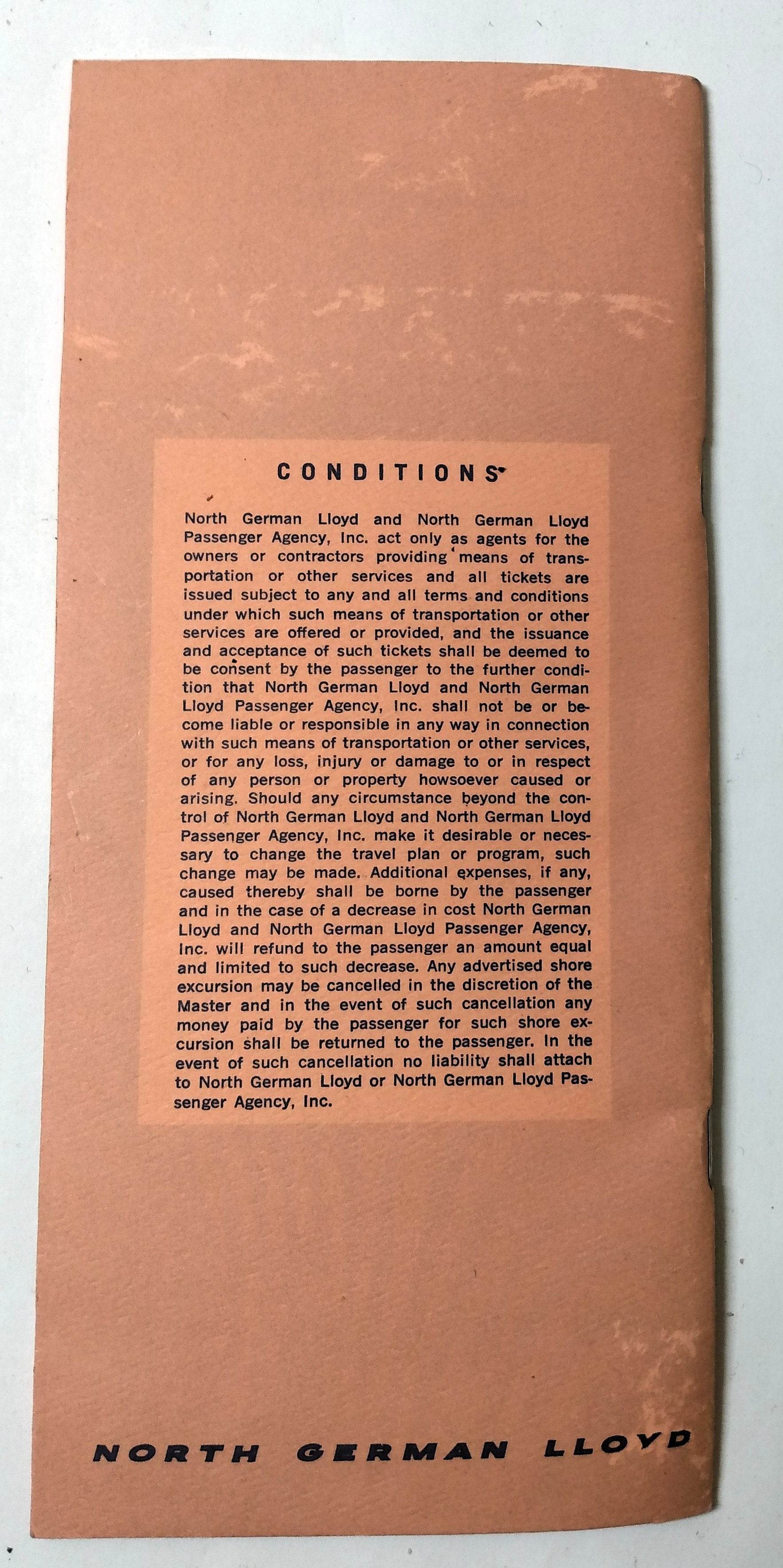 North German Lloyd TS Bremen MS Europa Shore Excursion Programs 1969 - TulipStuff