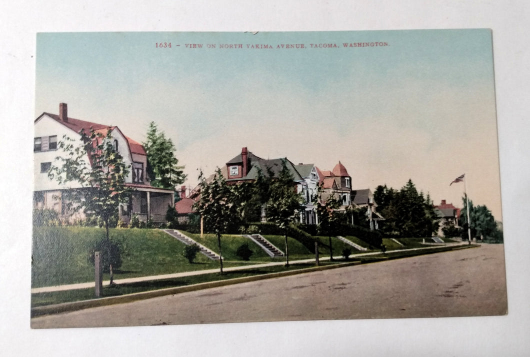 View Of North Yakima Avenue Tacoma Washington 1910's Postcard - TulipStuff