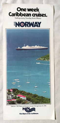 ss Norway Norwegian Caribbean Lines 1981 Caribbean Cruises Brochure - TulipStuff