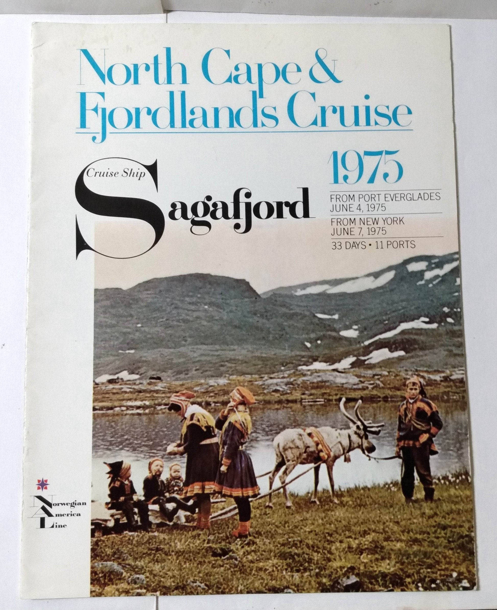 Norwegian America Line ms Sagafjord Fjordlands Cruise 1975 Brochure - TulipStuff