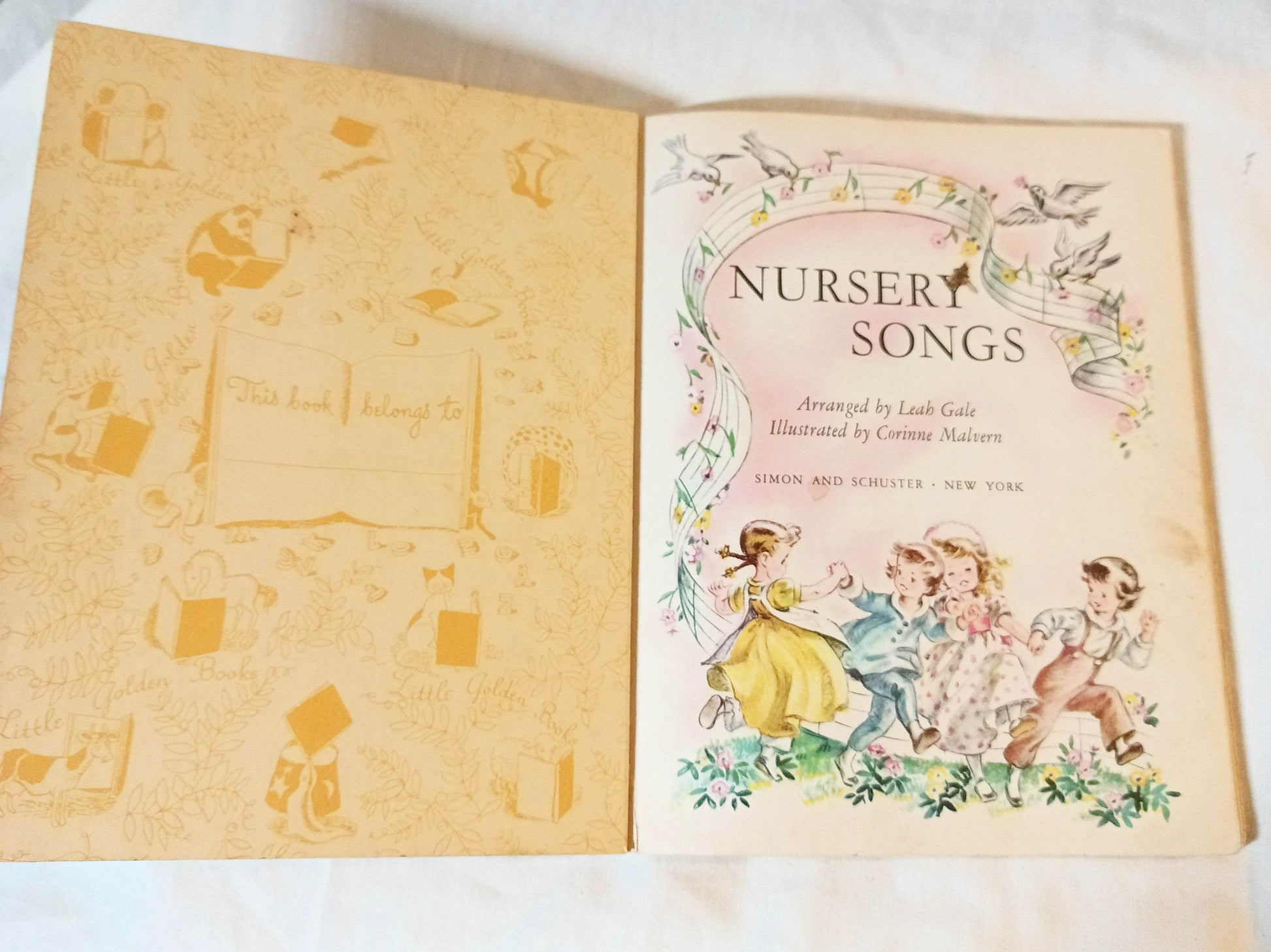 Nursery Songs Little Golden Book Corinne Malvern Hardcover 1942 - TulipStuff