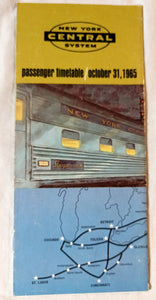 New York Central System Railroad Passenger Timetable October 1965 - TulipStuff
