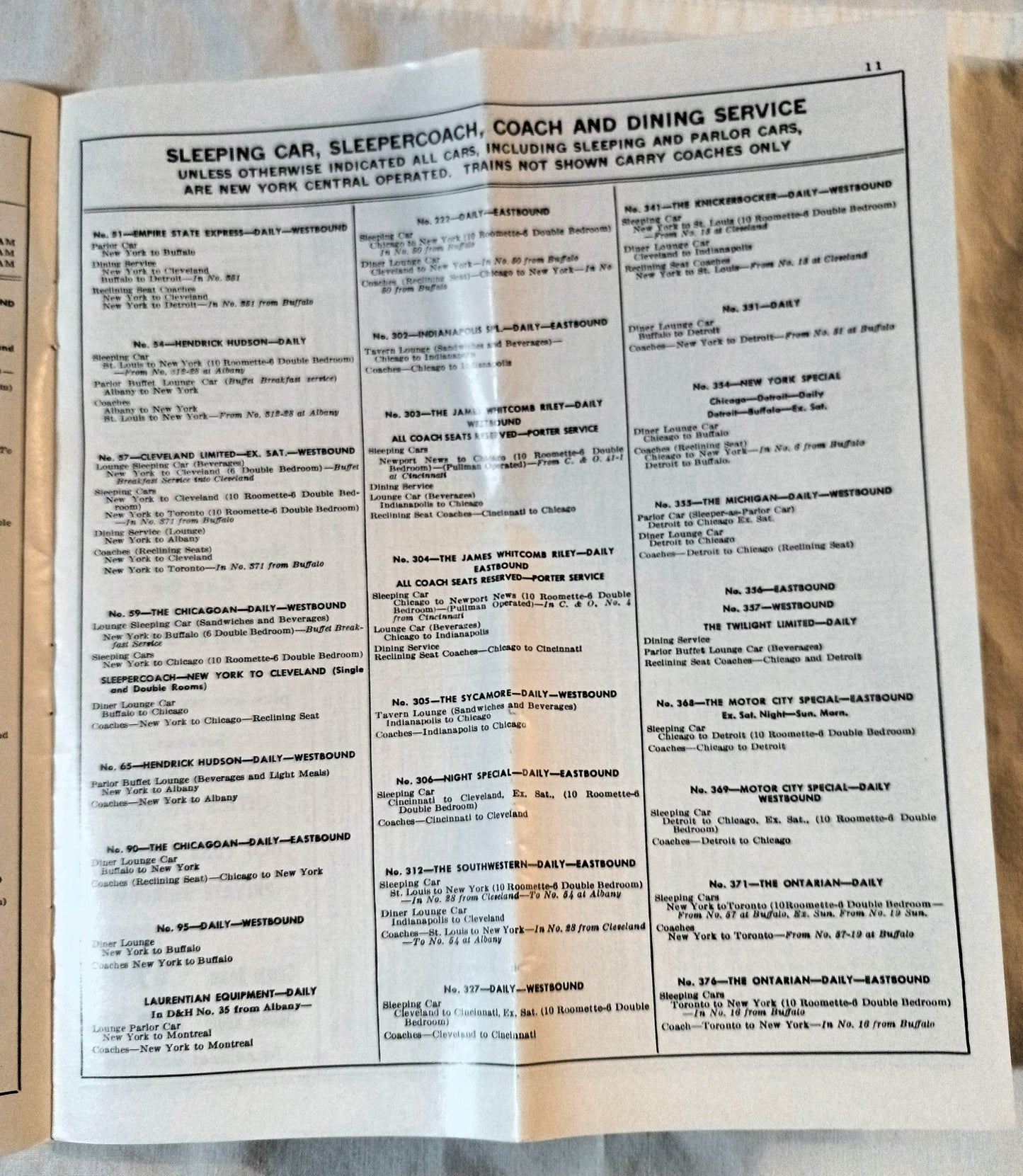 New York Central System Railroad Passenger Timetable October 1965 - TulipStuff