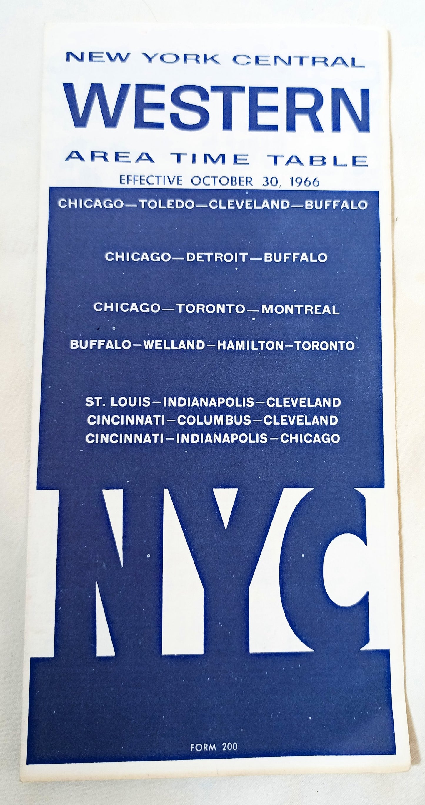 New York Central Railroad Western Area Time Table 1966 - TulipStuff