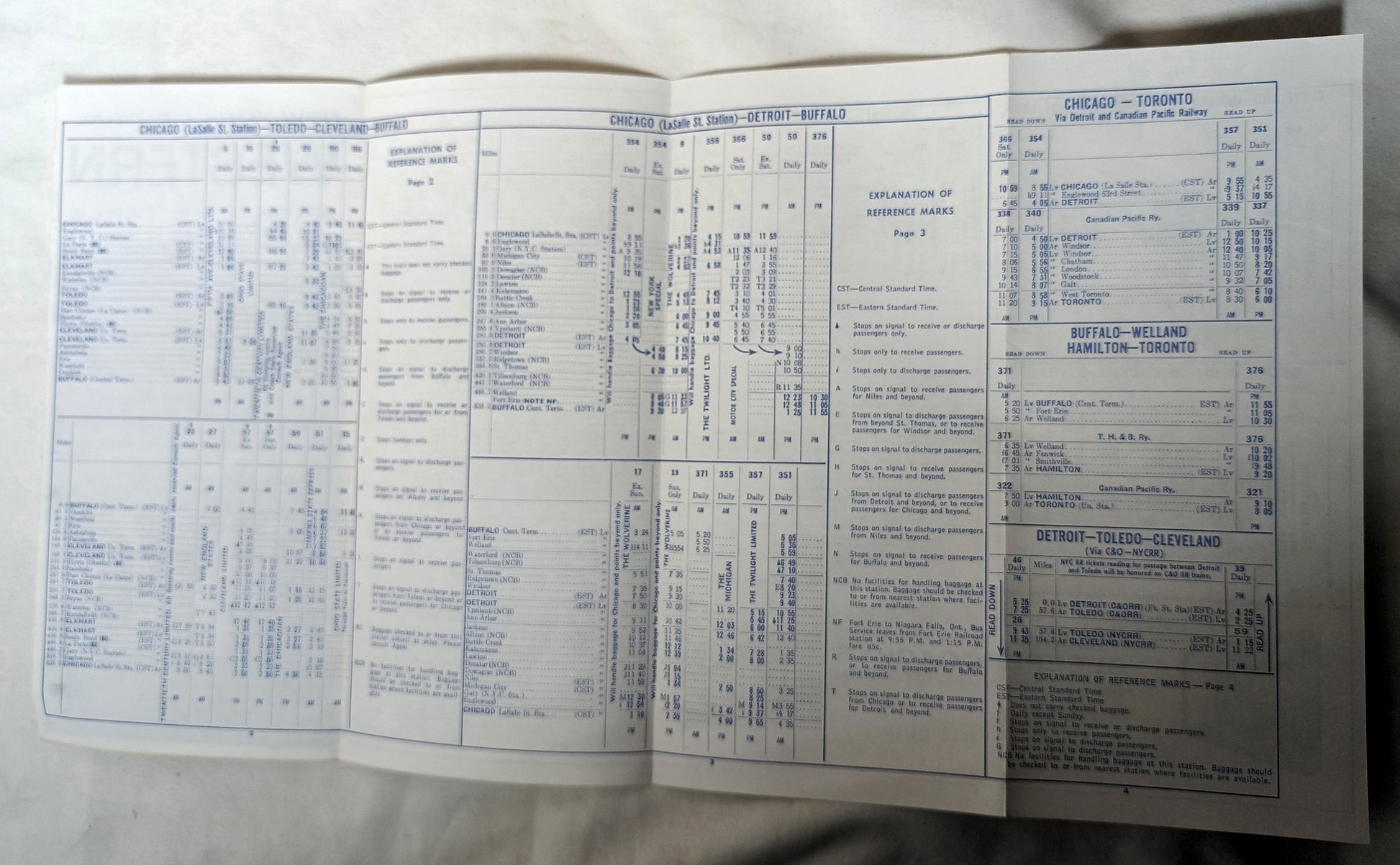 New York Central Railroad Western Area Time Table 1966 - TulipStuff