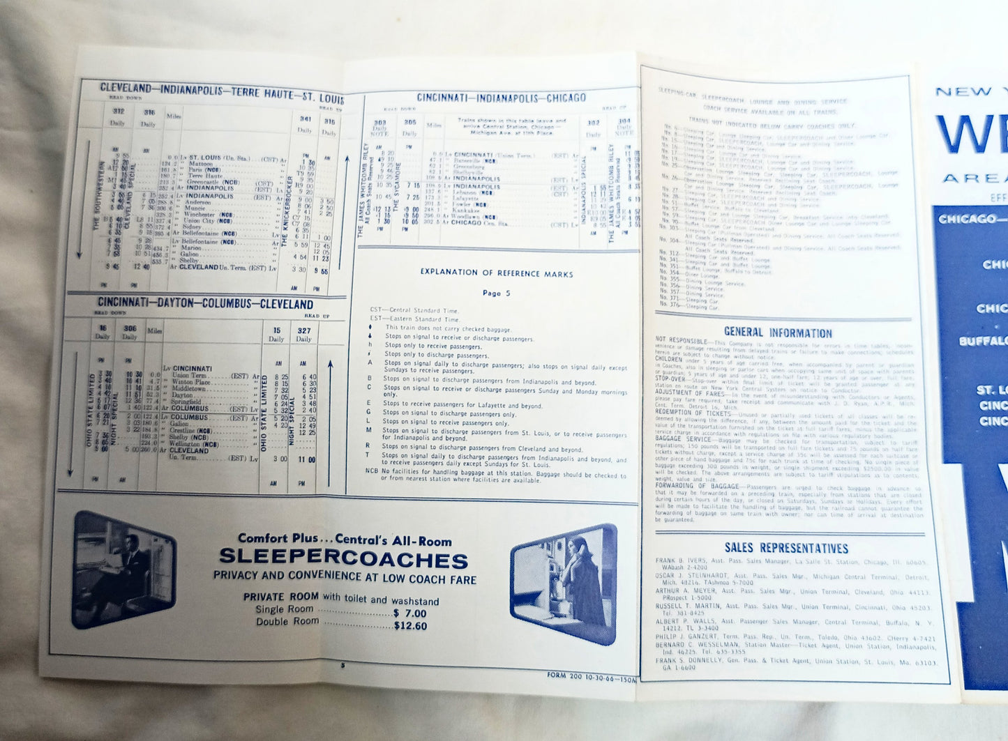 New York Central Railroad Western Area Time Table 1966 - TulipStuff