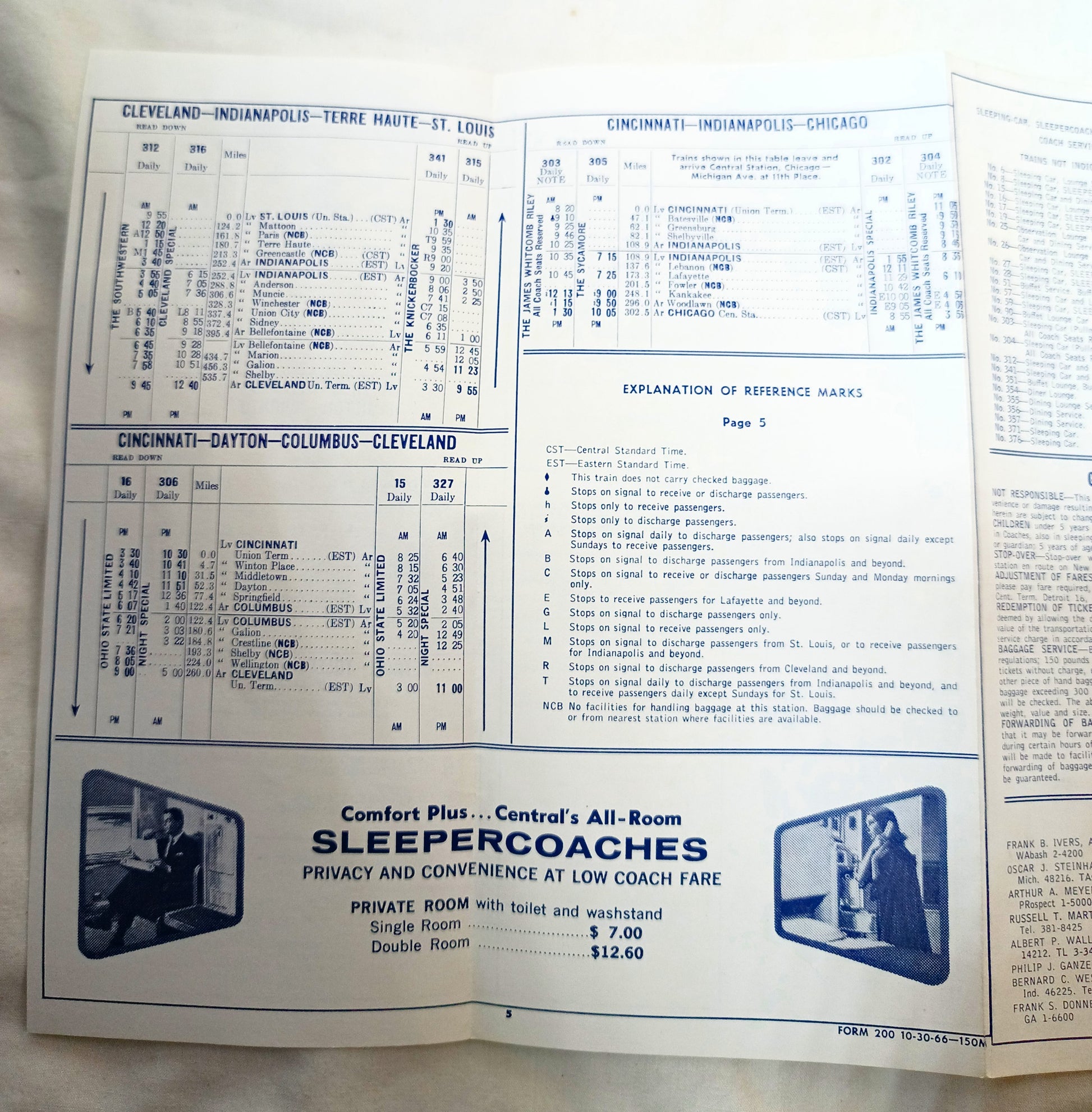 New York Central Railroad Western Area Time Table 1966 - TulipStuff