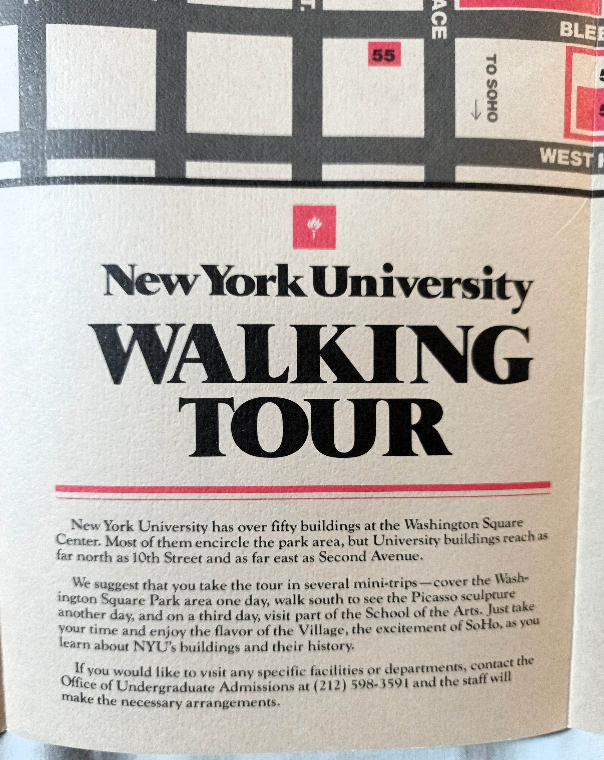 NYU New York University Washington Square Walking Tour Map Guide 1978 - TulipStuff