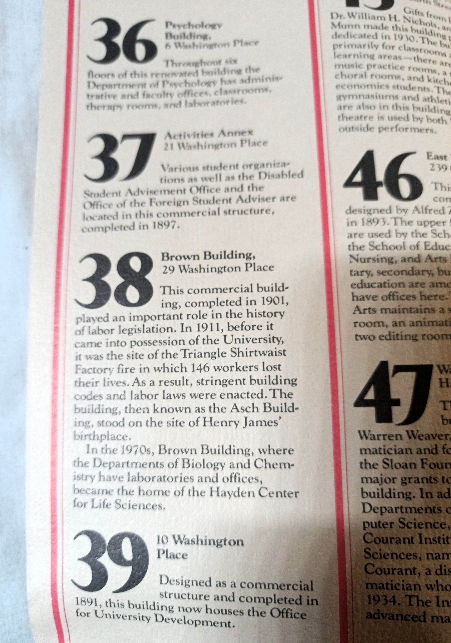 NYU New York University Washington Square Walking Tour Map Guide 1978 - TulipStuff