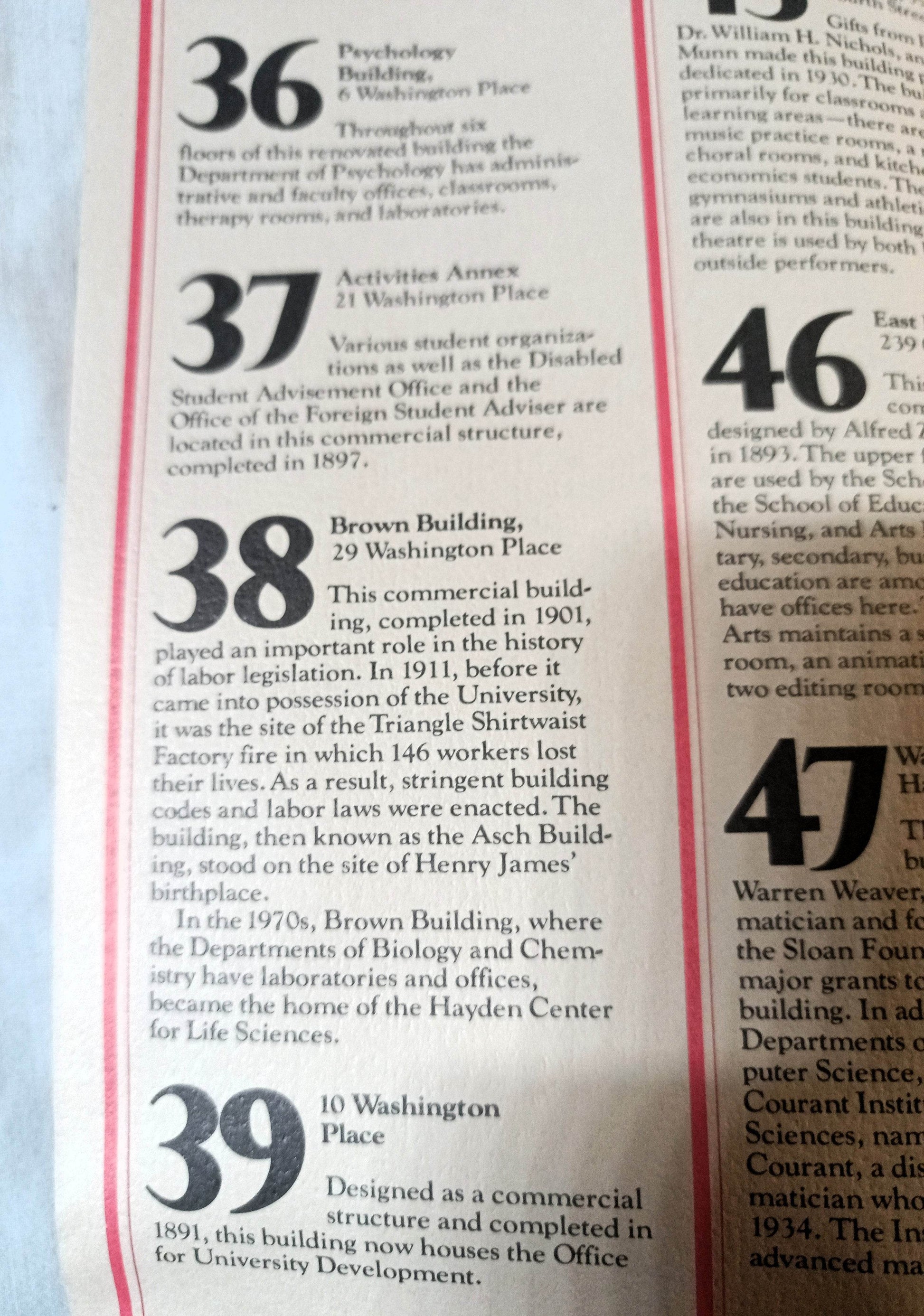 NYU New York University Washington Square Walking Tour Map Guide 1978 - TulipStuff