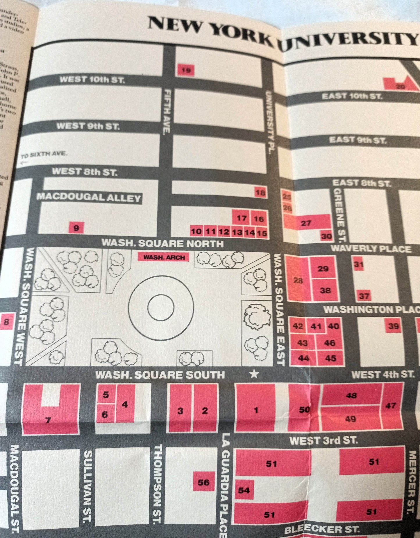 NYU New York University Washington Square Walking Tour Map Guide 1978 - TulipStuff