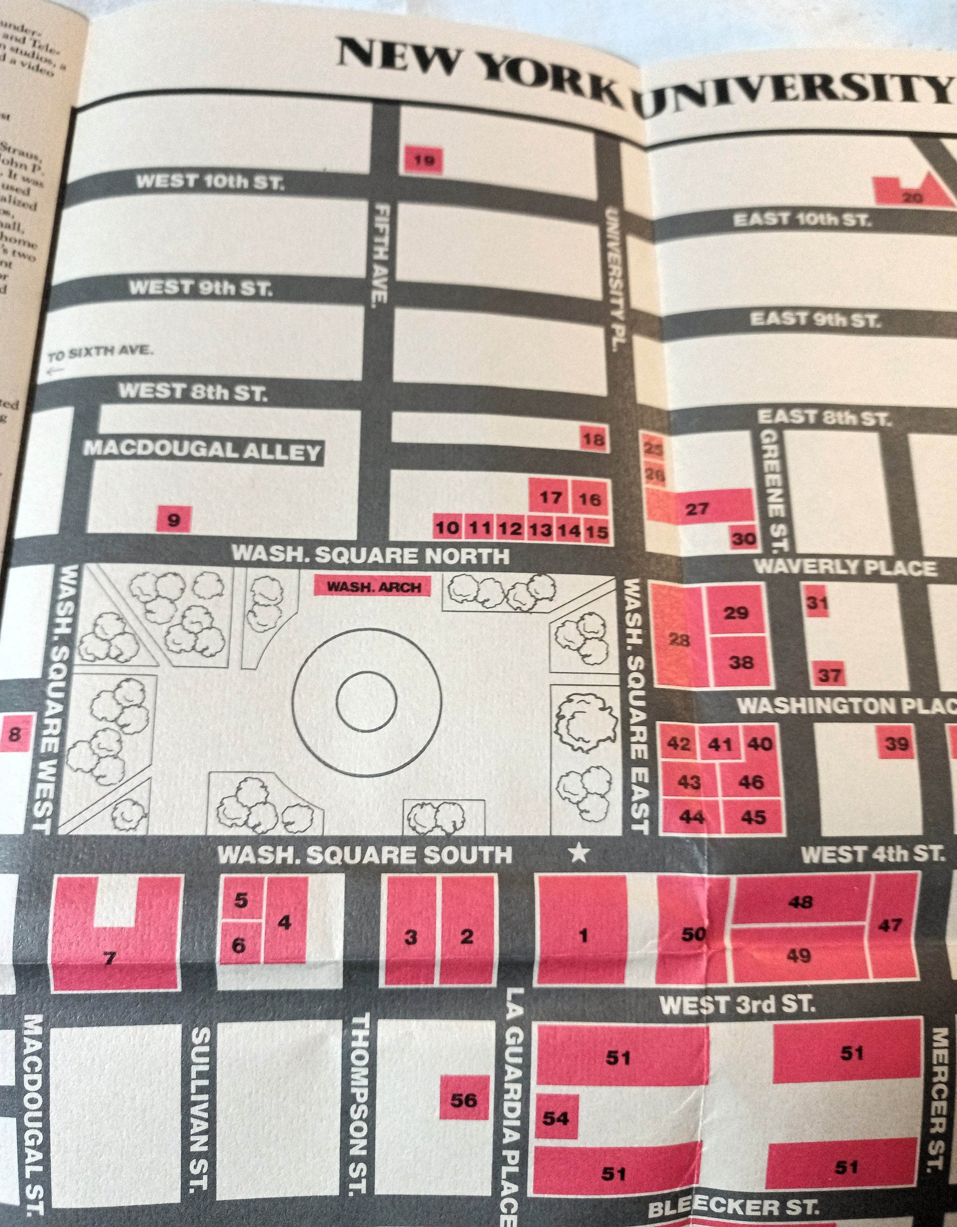 NYU New York University Washington Square Walking Tour Map Guide 1978 - TulipStuff