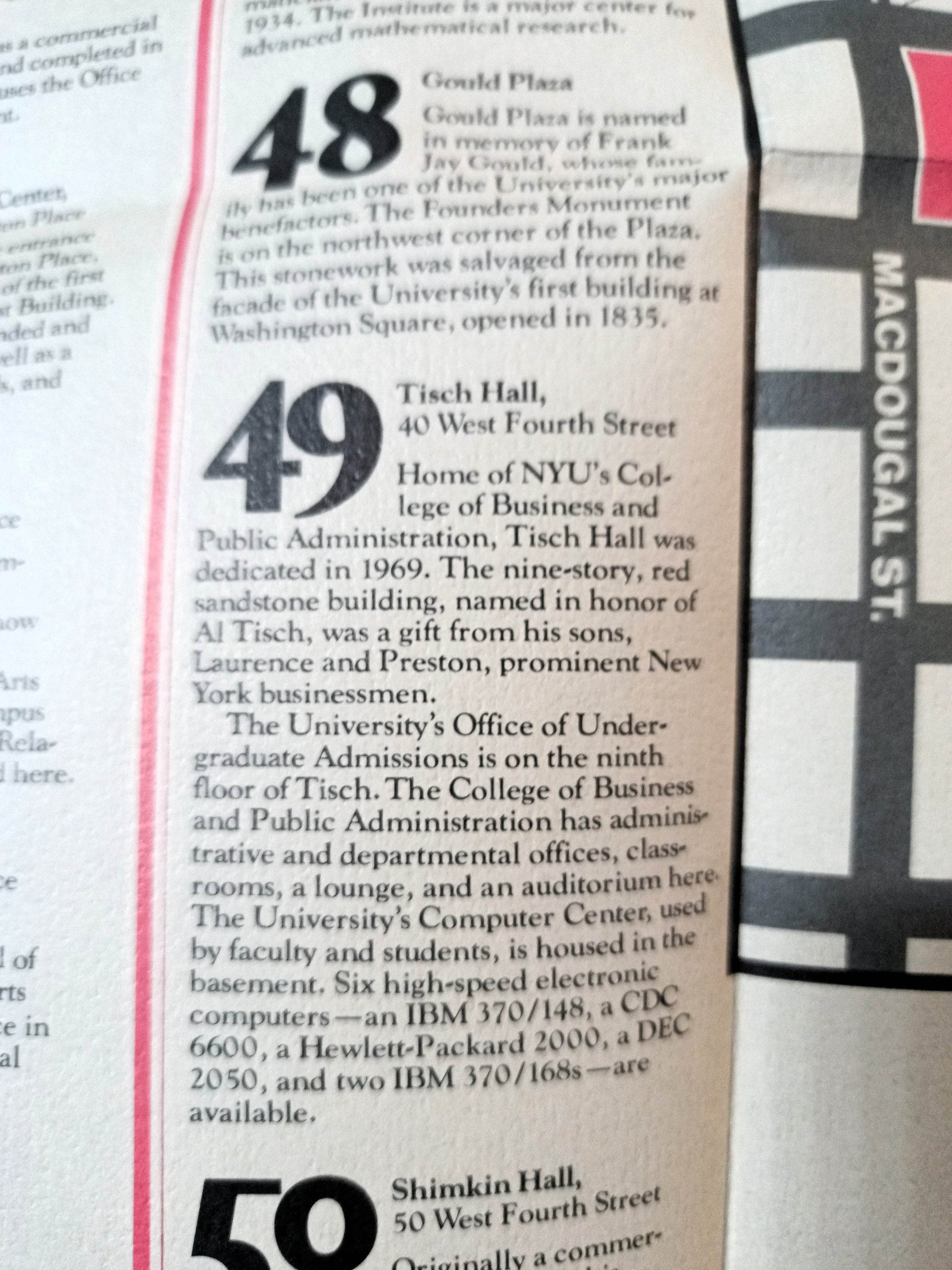 NYU New York University Washington Square Walking Tour Map Guide 1978 - TulipStuff