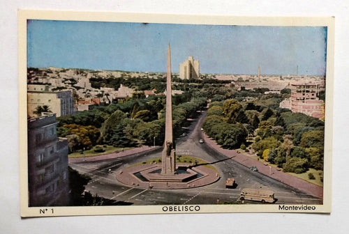 Obelisco a los Constituyentes Montevideo Uruguay 1950's Postcard - TulipStuff