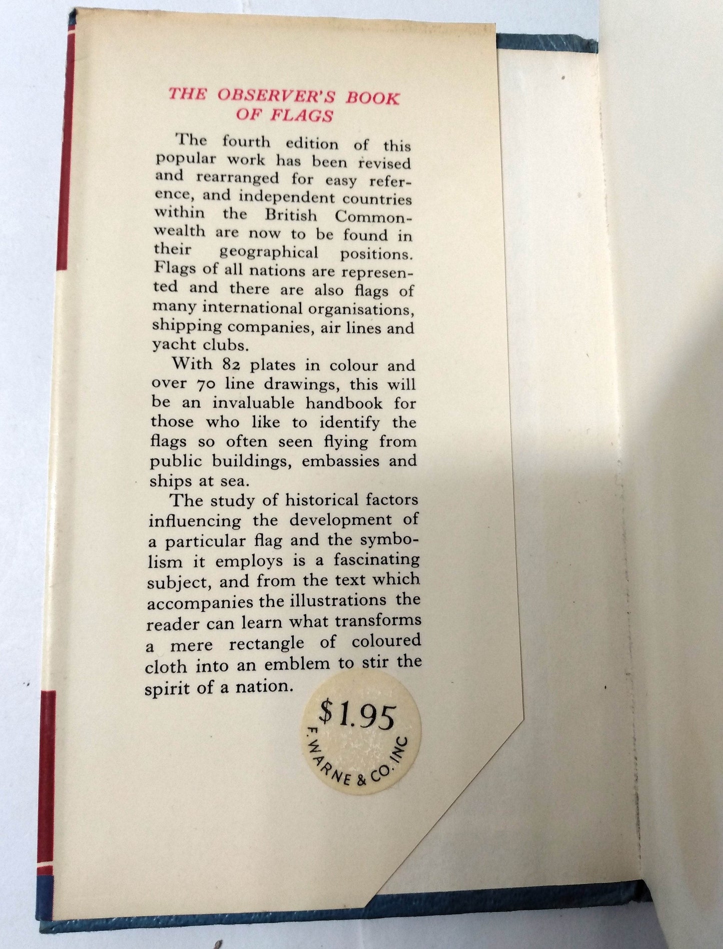 The Observer's Book Of Flags I.O. Evans Frederick Warne 4th Ed 1971 - TulipStuff