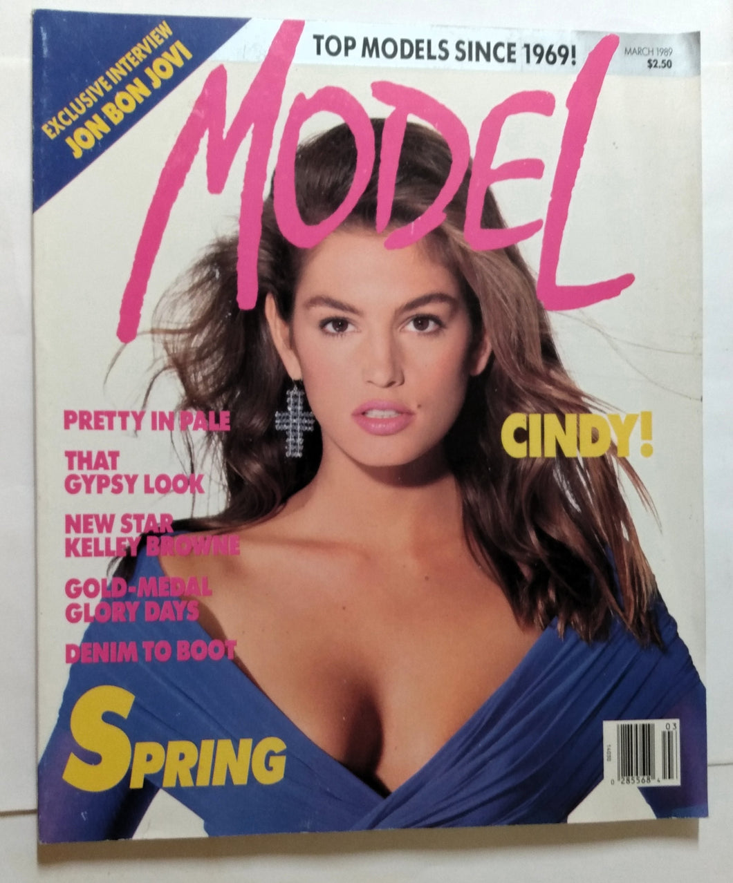 Model Magazine March 1989 Cindy Crawford Jon Bon Jovi Twiggy Fashion - TulipStuff